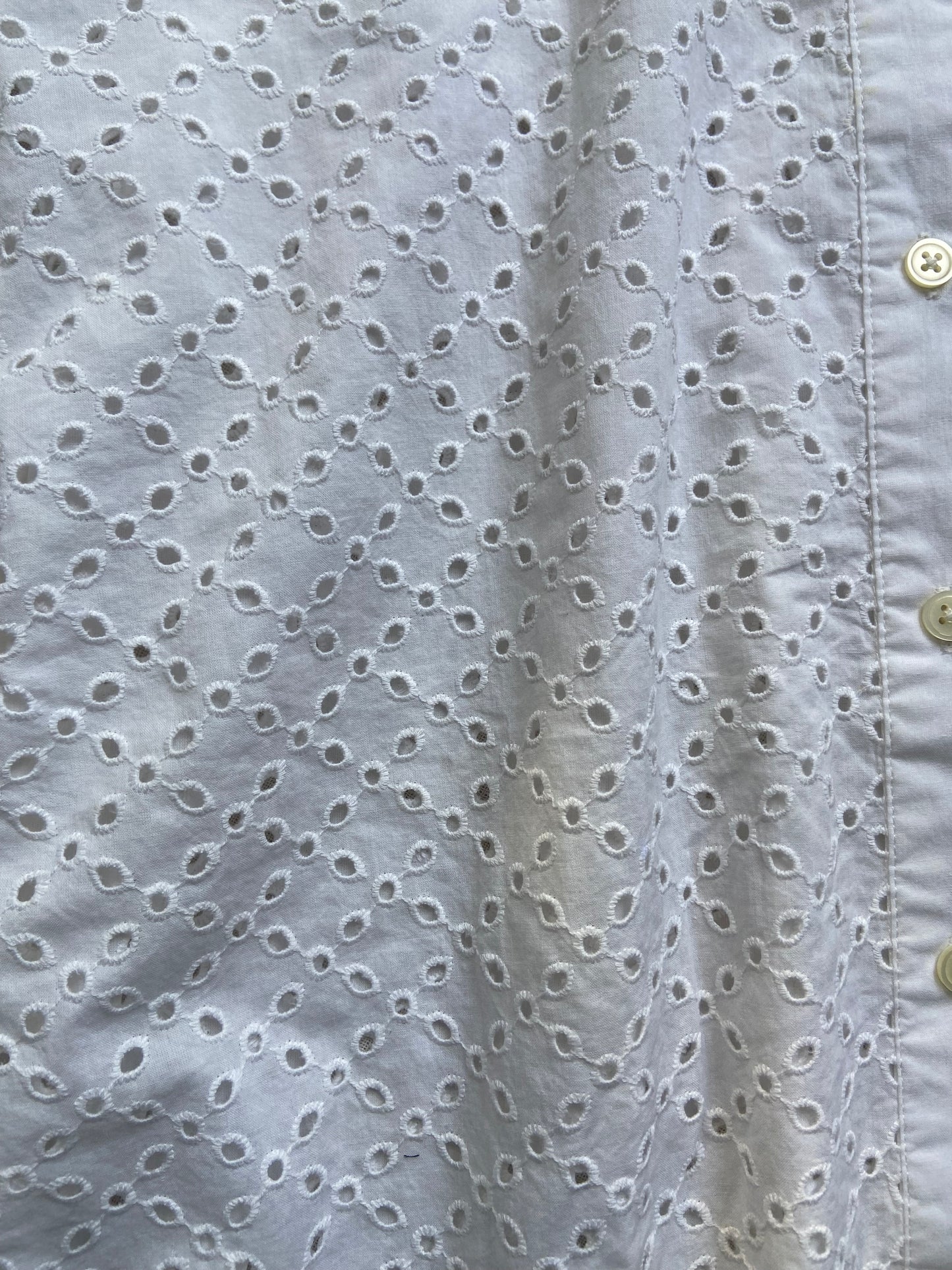 Elegant White Eyelet Lace Button-Up Blouse