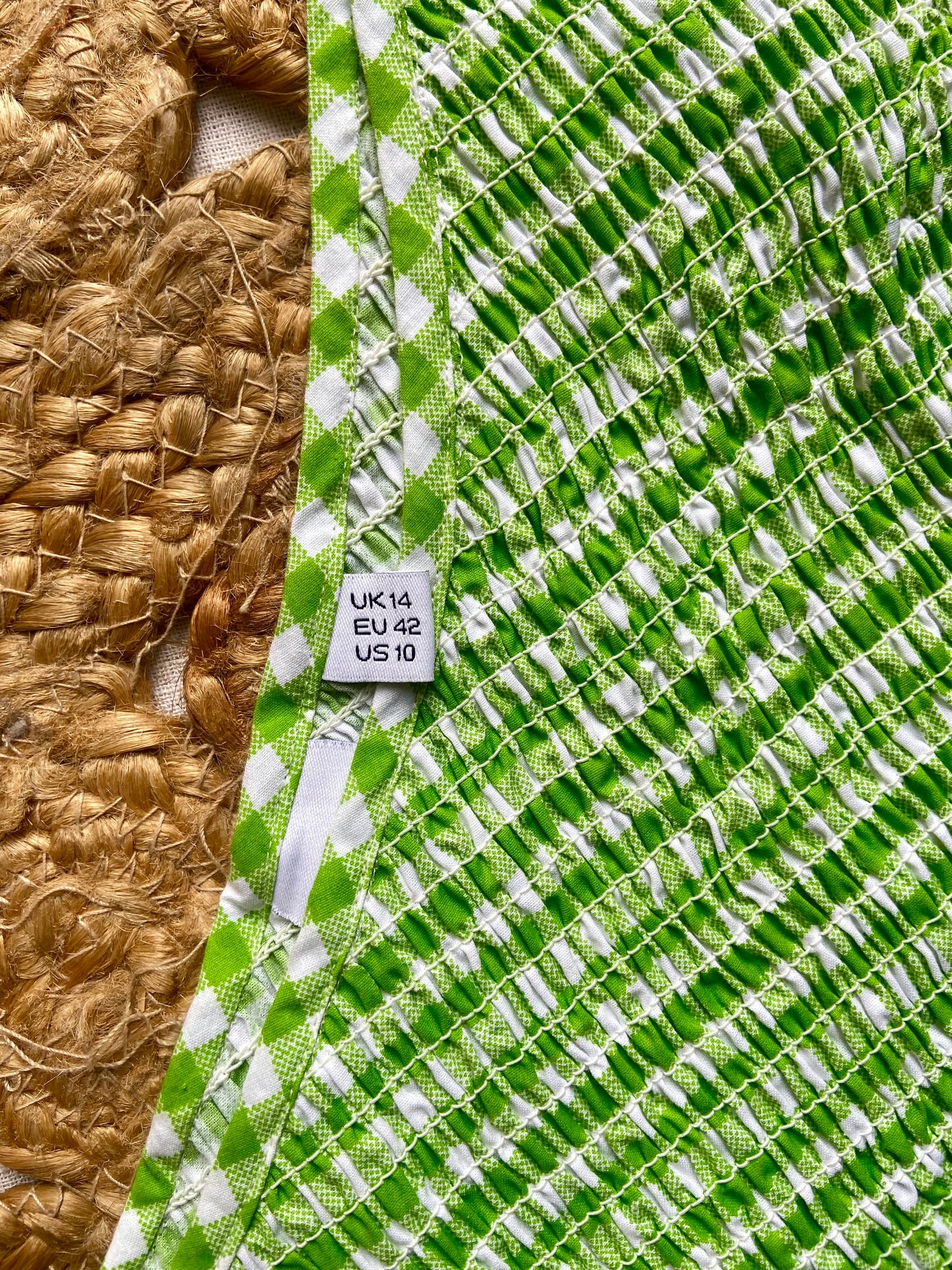 Girls Green One Shoulder Gingham Dress with Floral Print