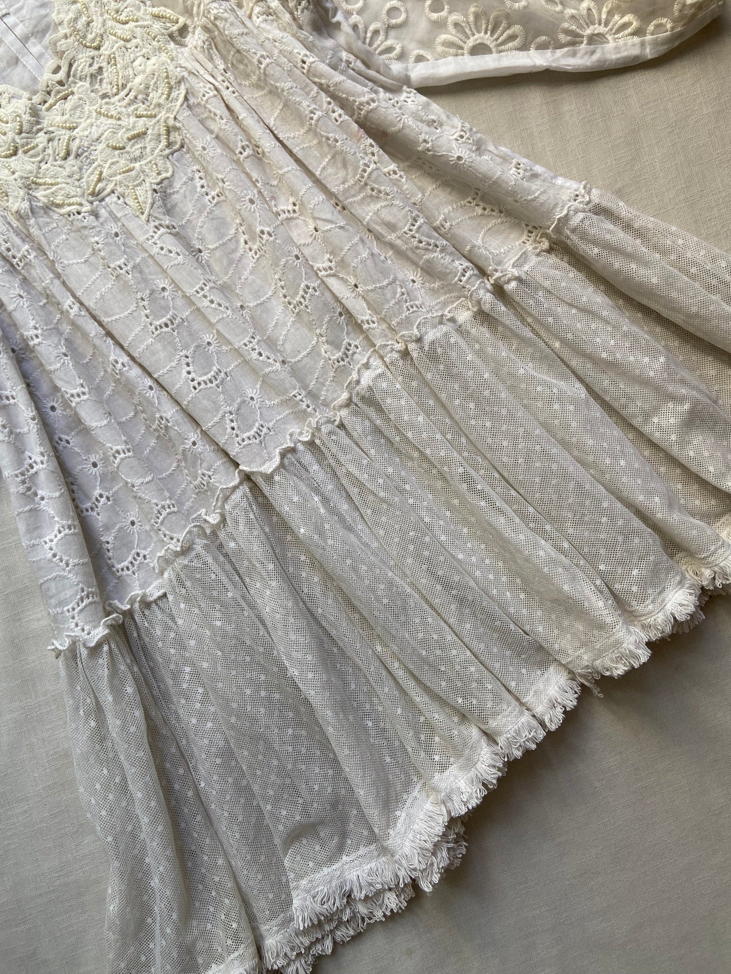 Off White Mesh Mini Dress