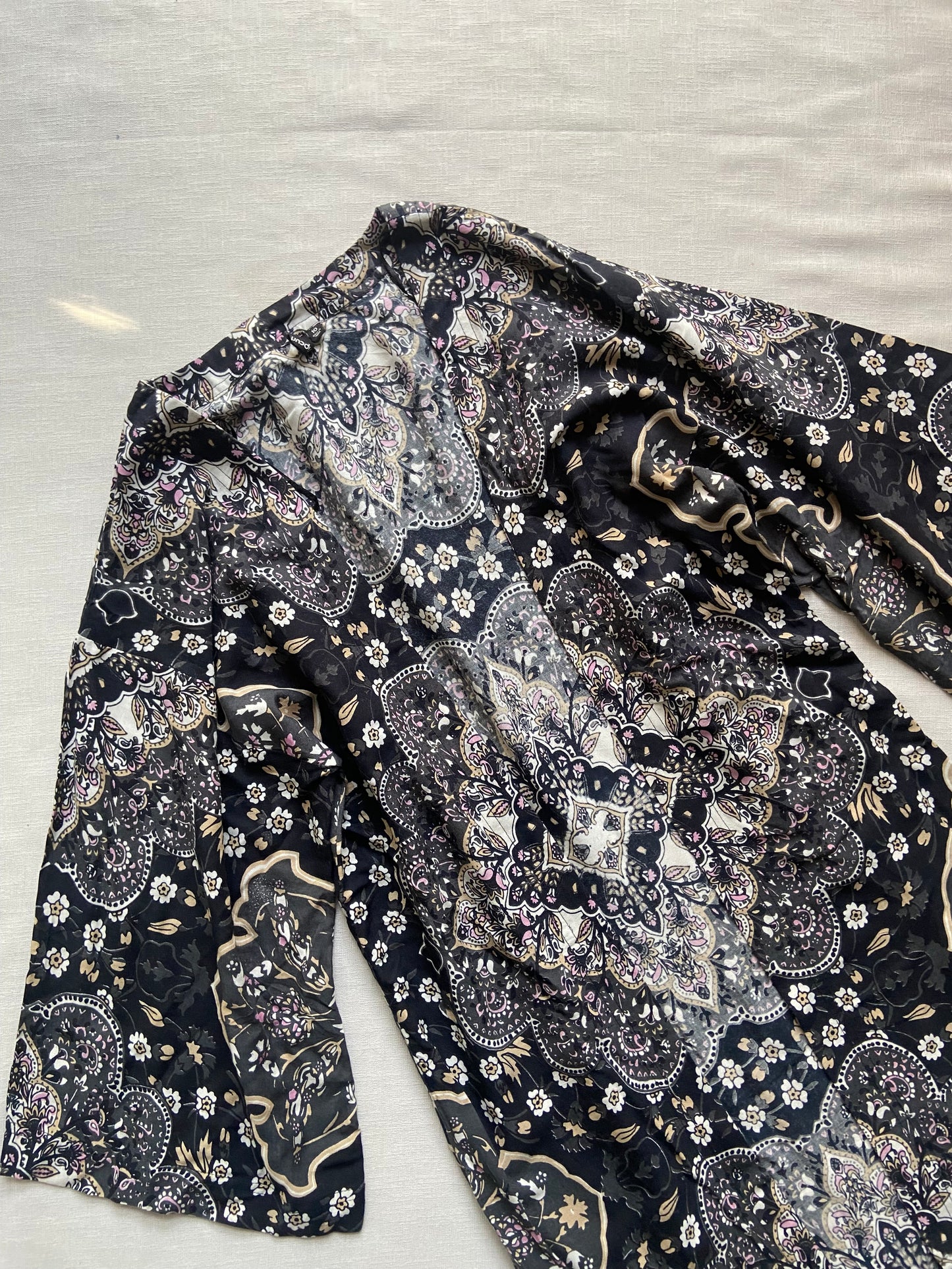 Black Printed Boho Beach Cover Up