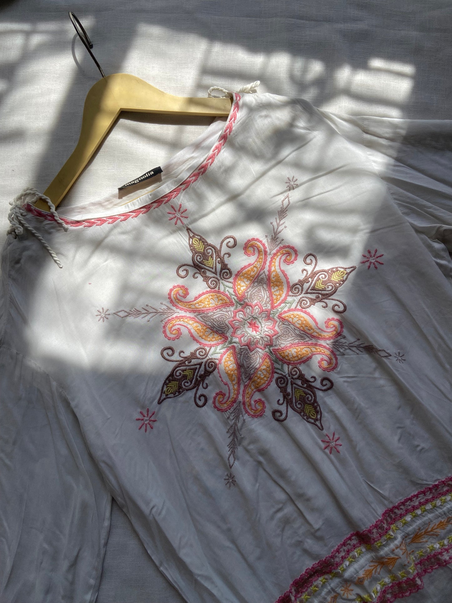 Boho Chic White Embroidered Peasant Top