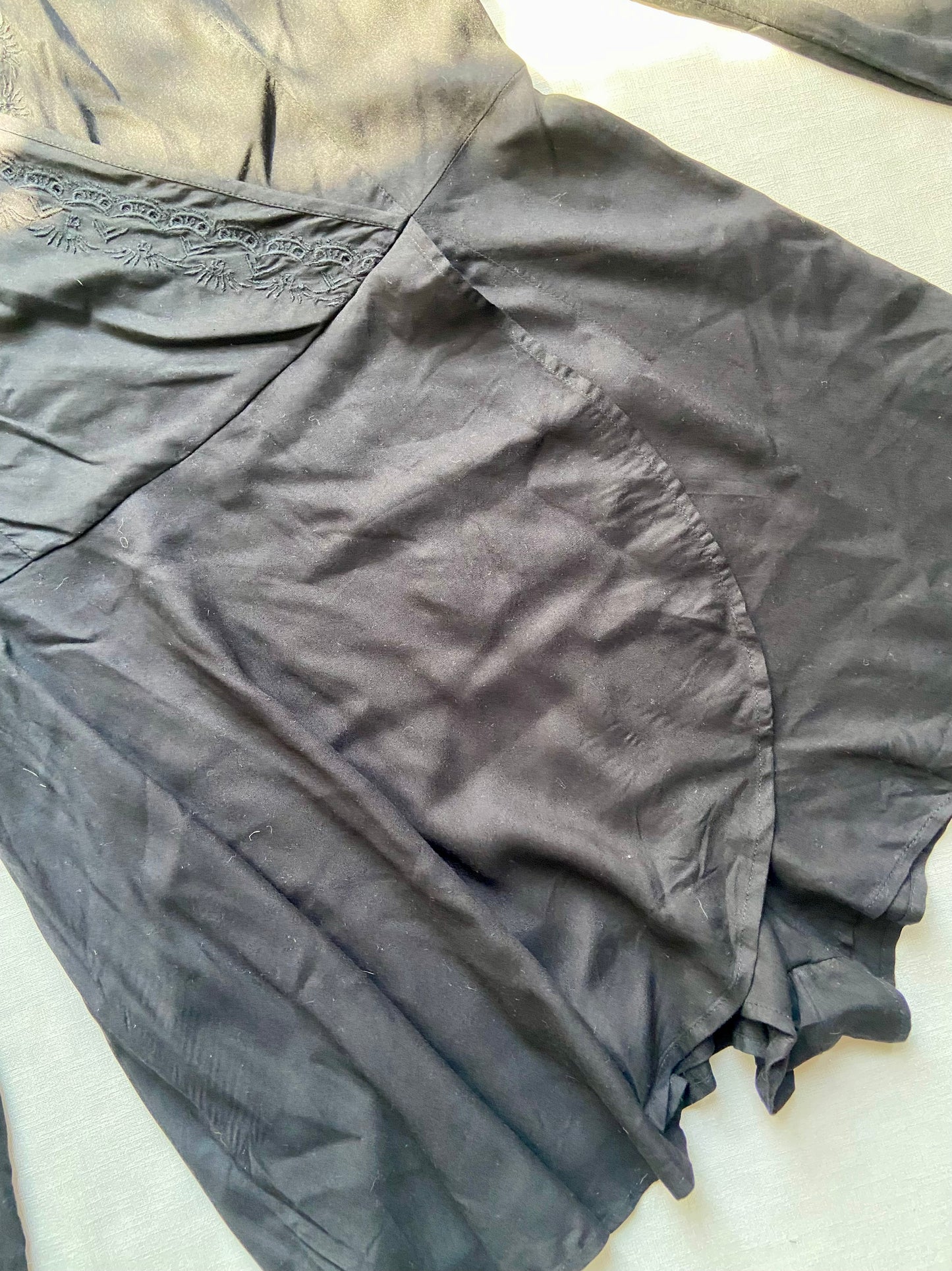 Black V-Neck Full Sleeve Romper for Women