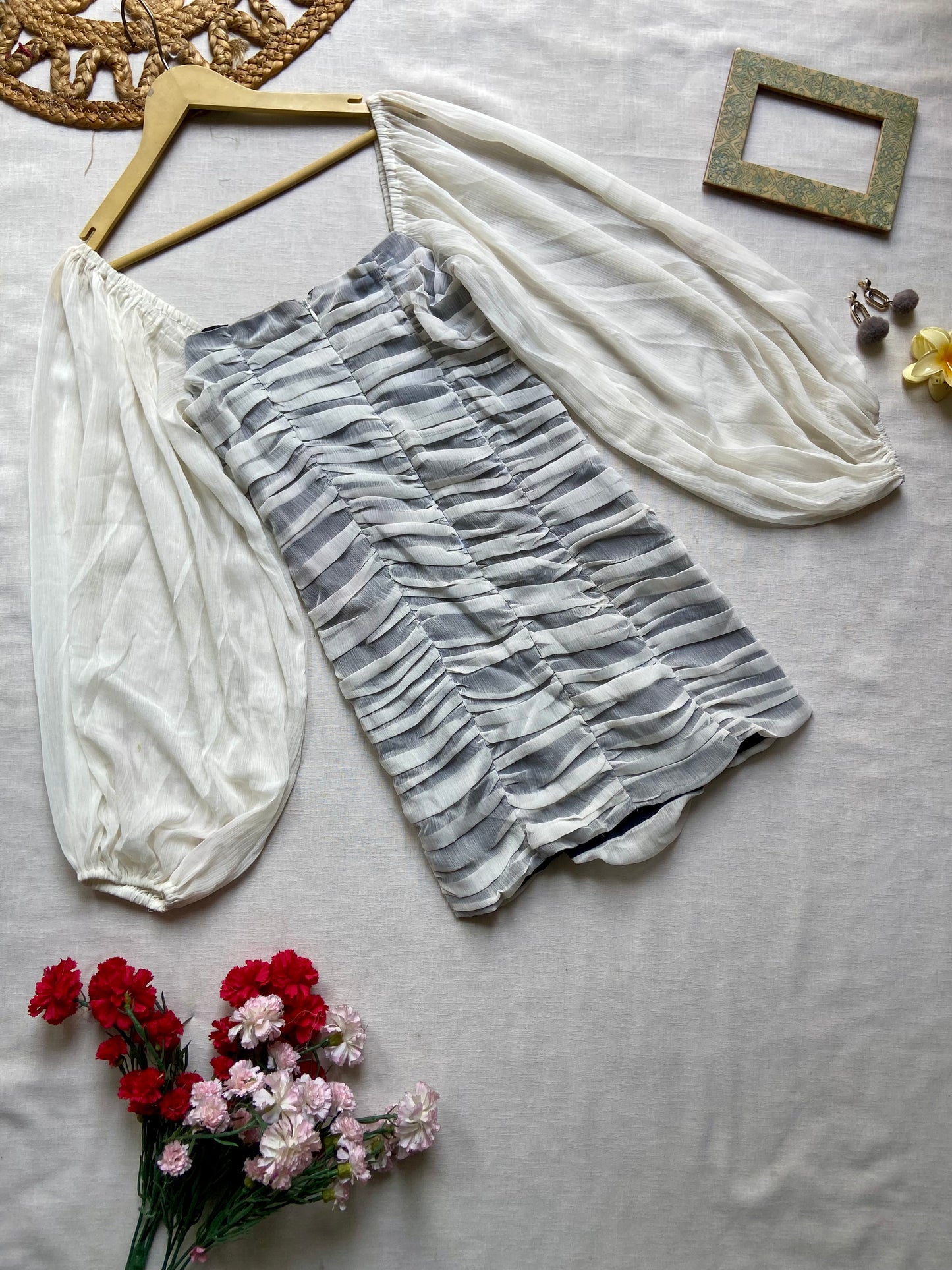 Grey Bodycon Ruched Mini Dress