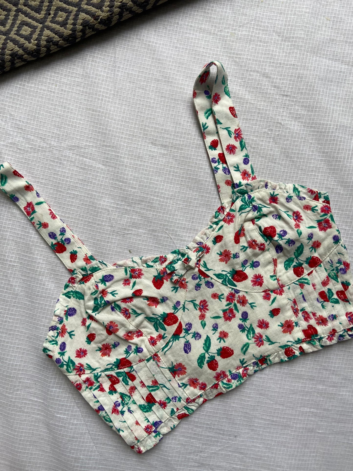 Floral Print Cotton Crop Top with Straps