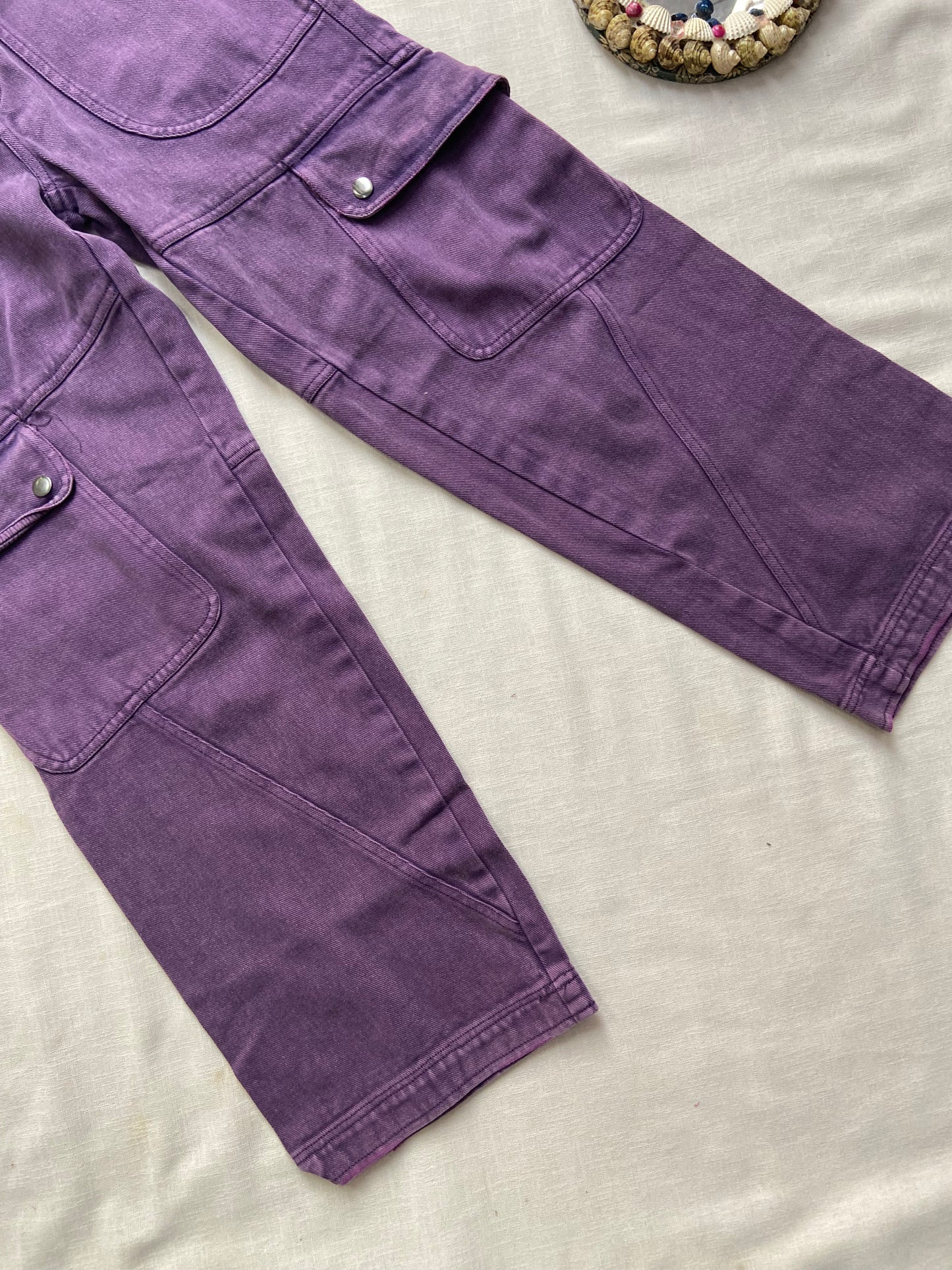 Purple Denim Cargo Pants