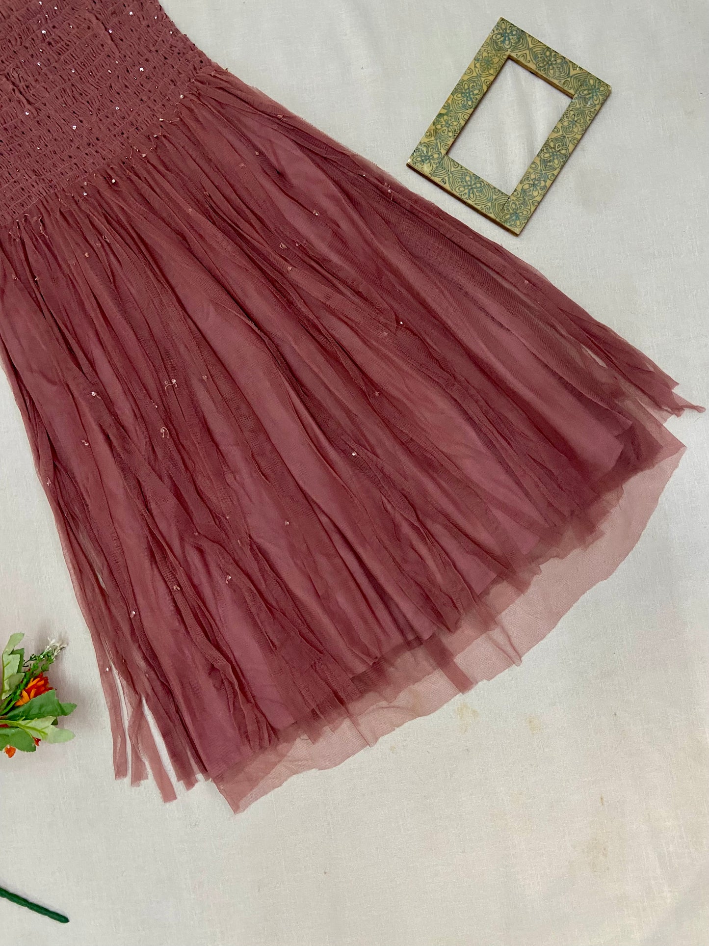 Women’s Mauve Sleeveless Midi Dress with Sequin Detail