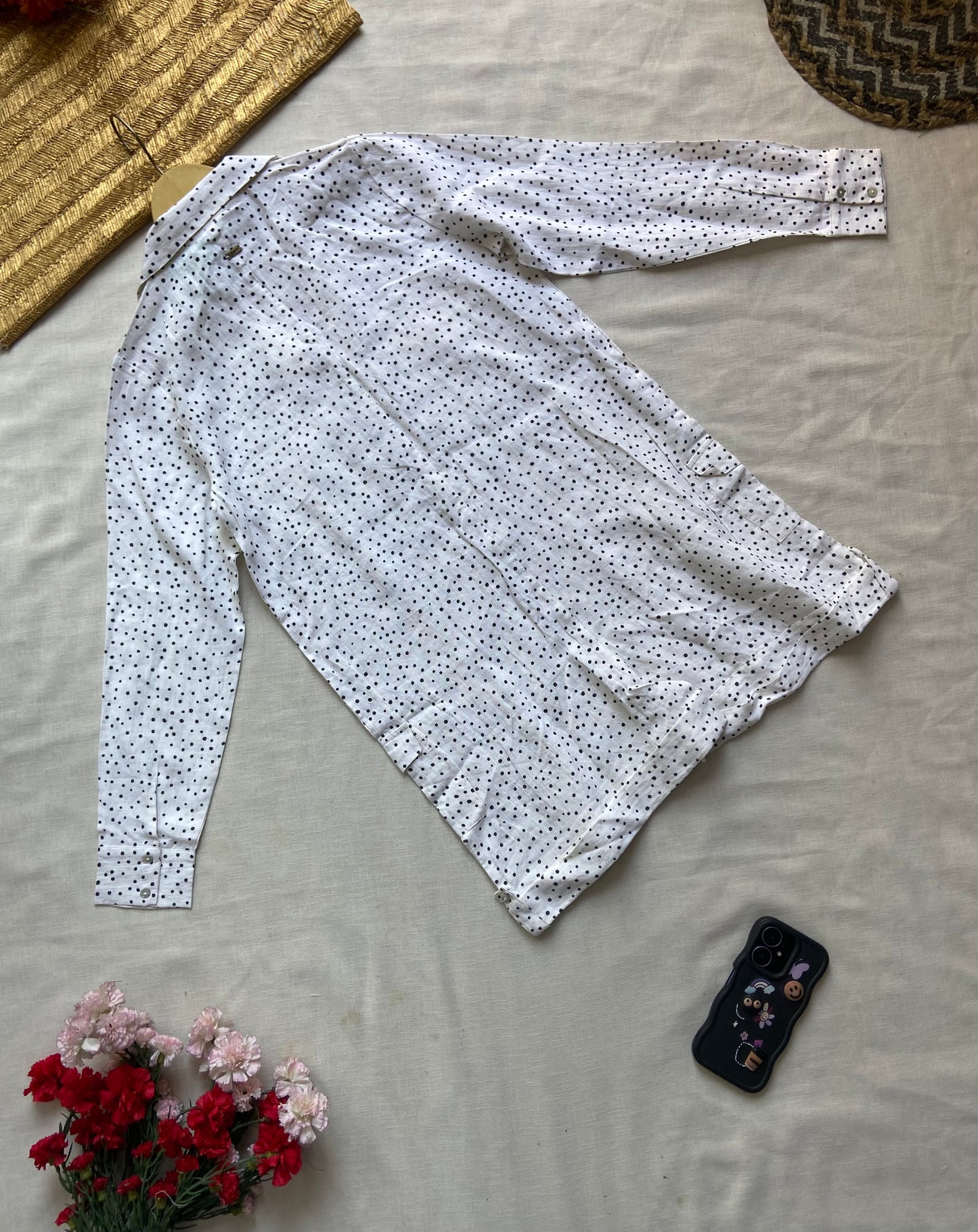 White Polka Dot Long Sleeve Romper