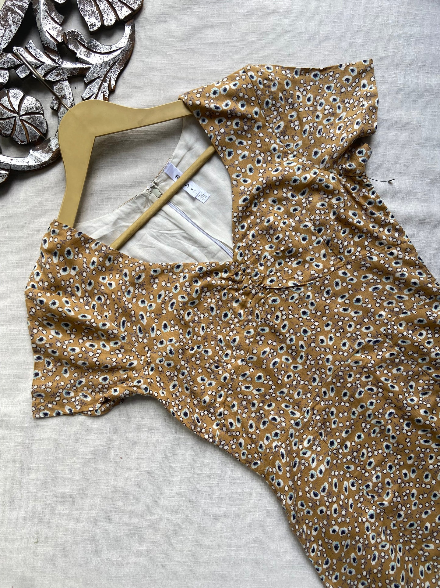 Mustard printed Mini Dress