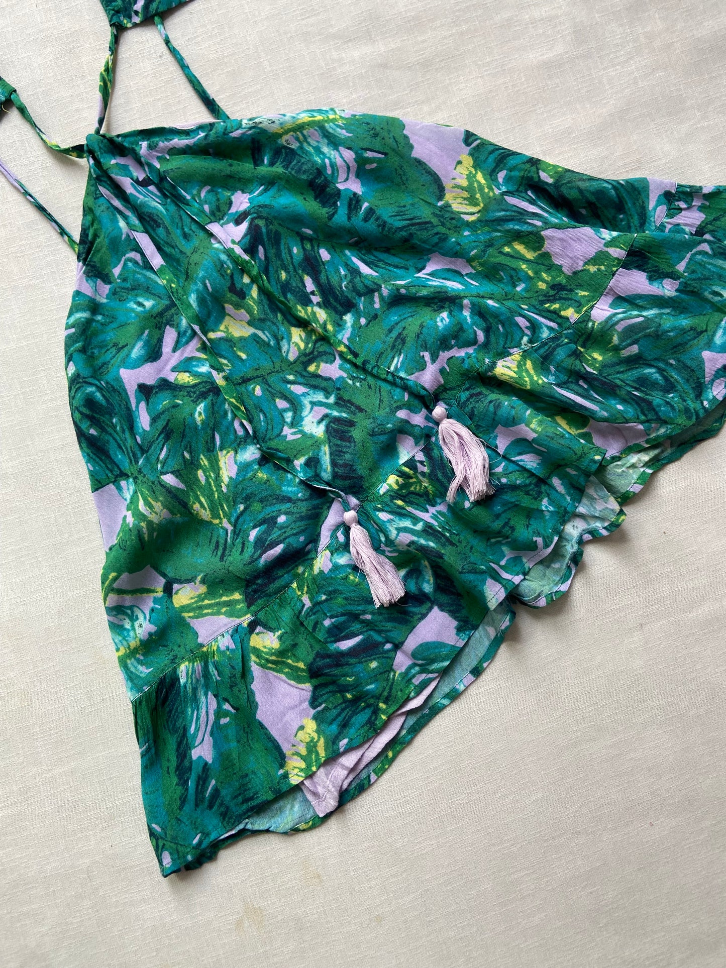 Green Floral Cut out Mini Dress