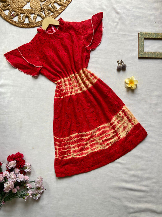 Red Tye And Dye Midi Dress