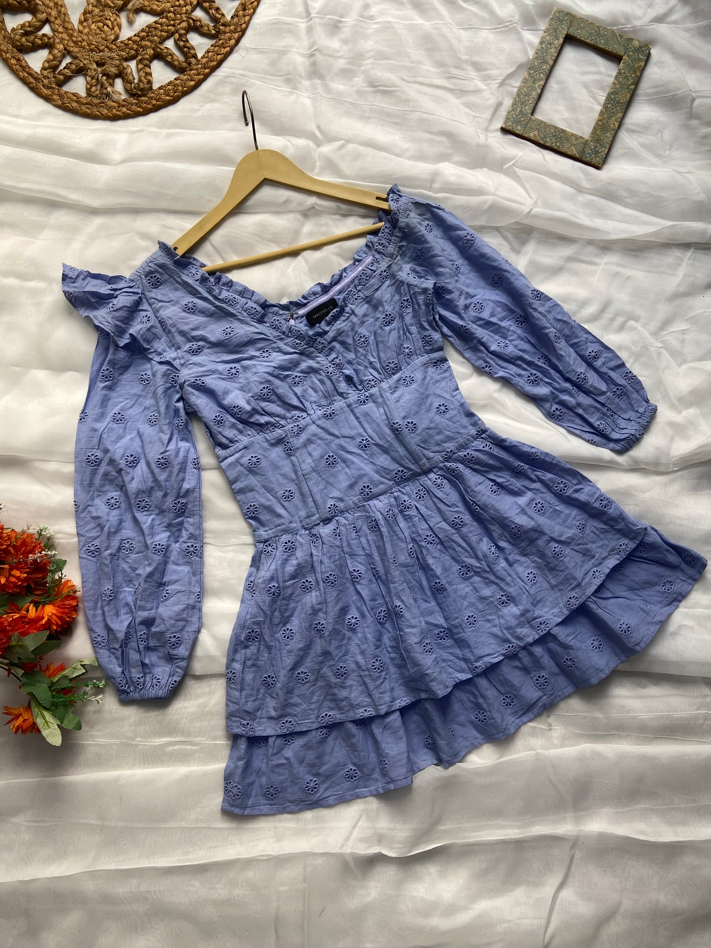 Lilac Mirage Ruffle Mini Dress