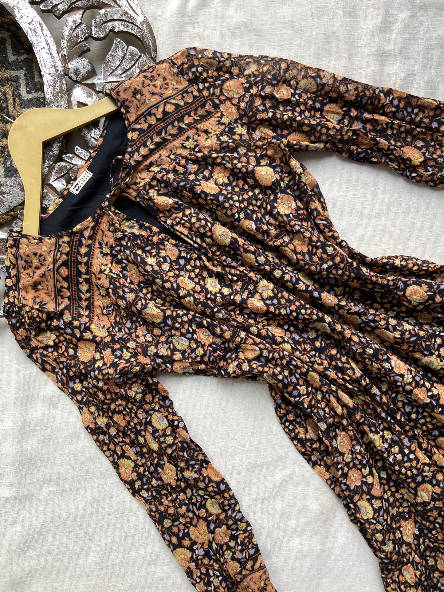 Black floral boho maxi dress