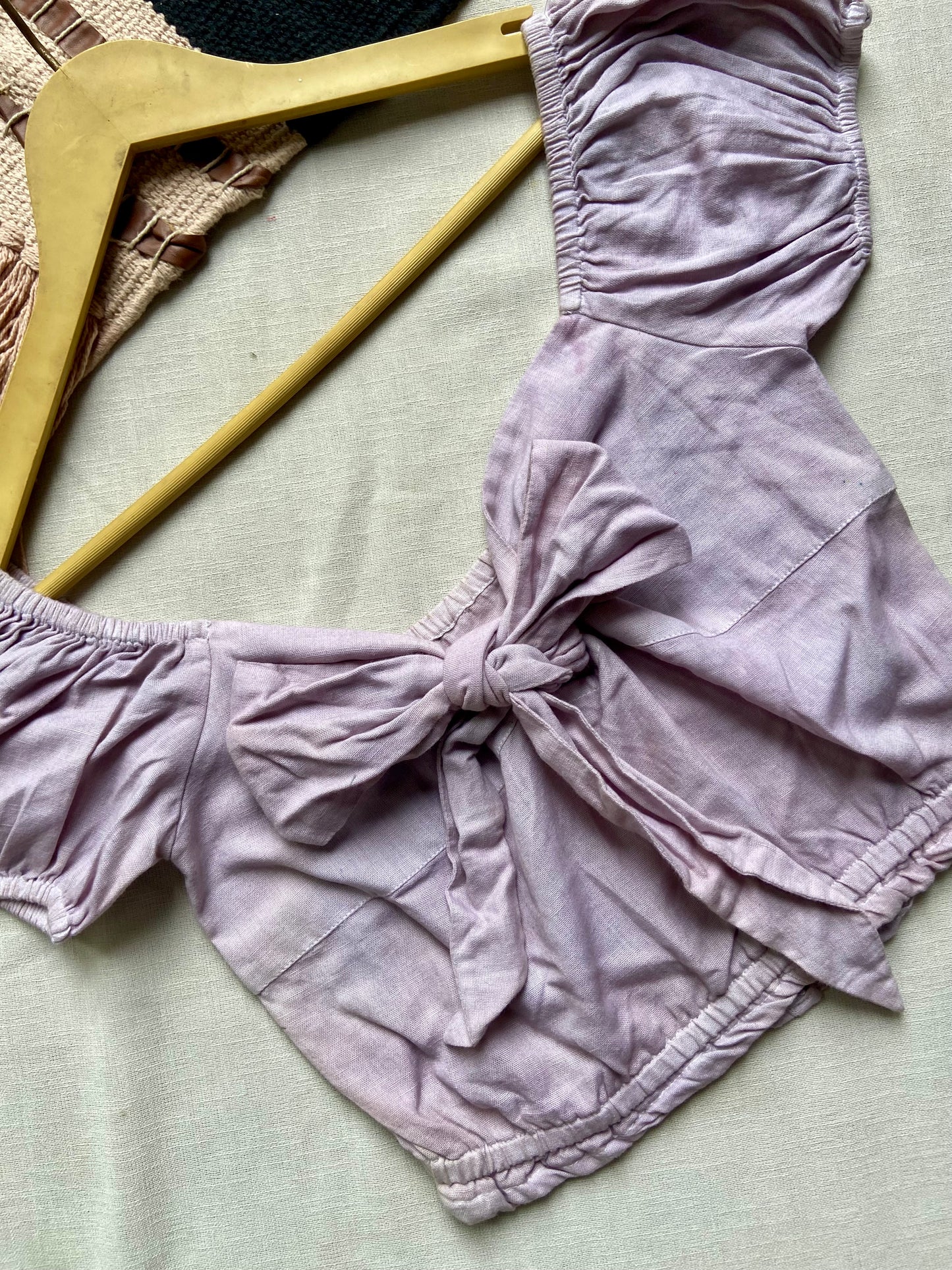 Lilac Front Tie Off-Shoulder Crop Top