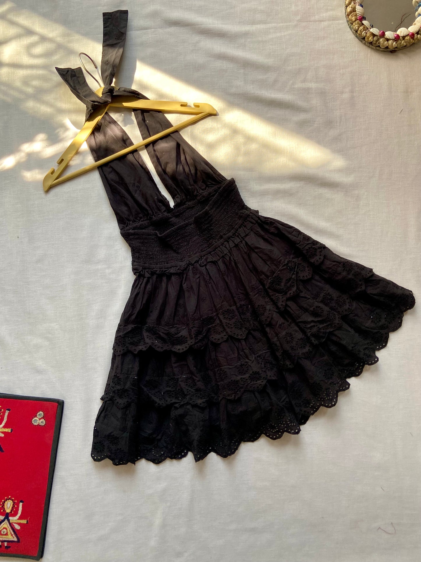 Black Tiered Halter Neck Dress