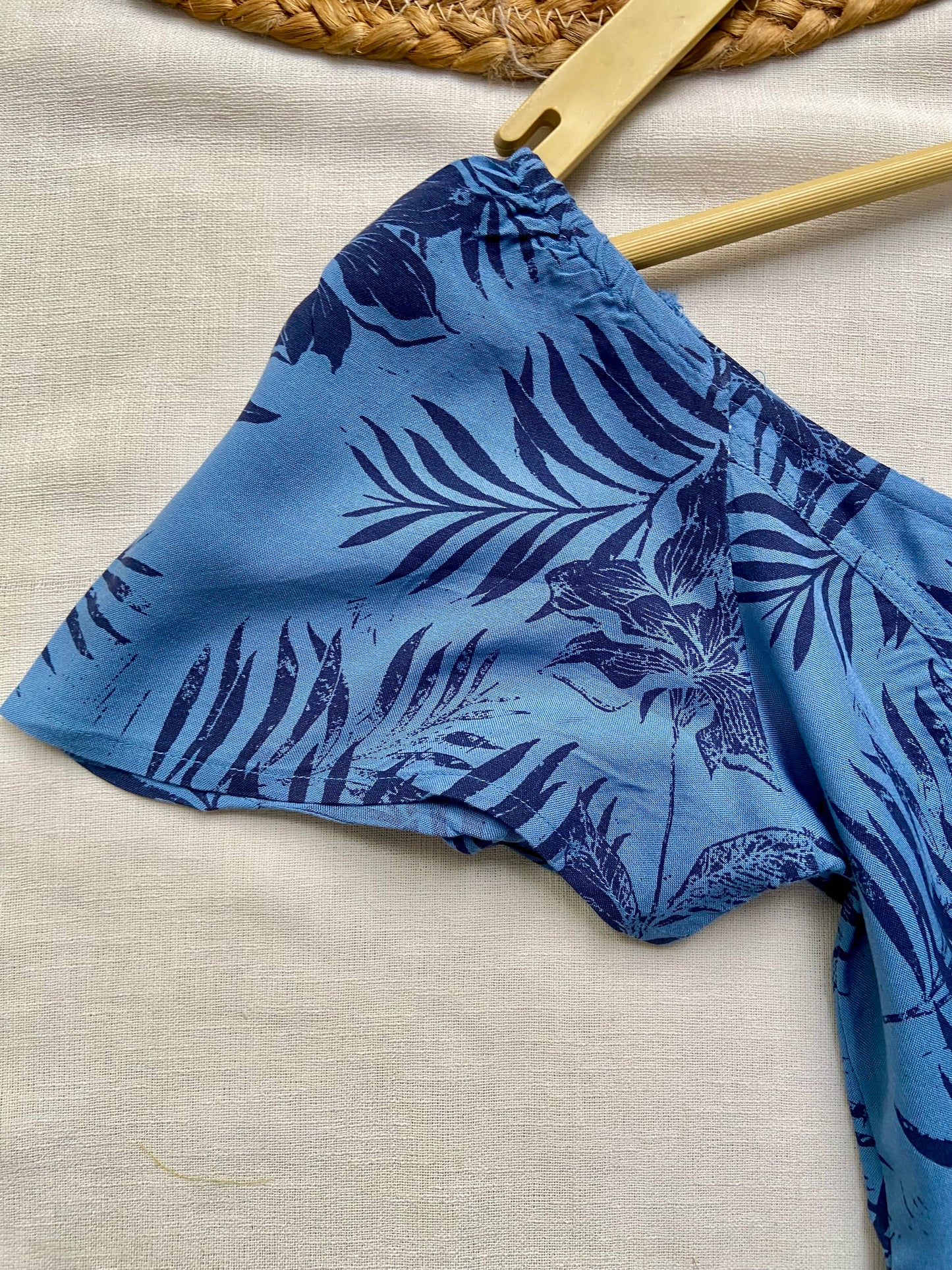 BLUE FLORAL A LINE MINI DRESS