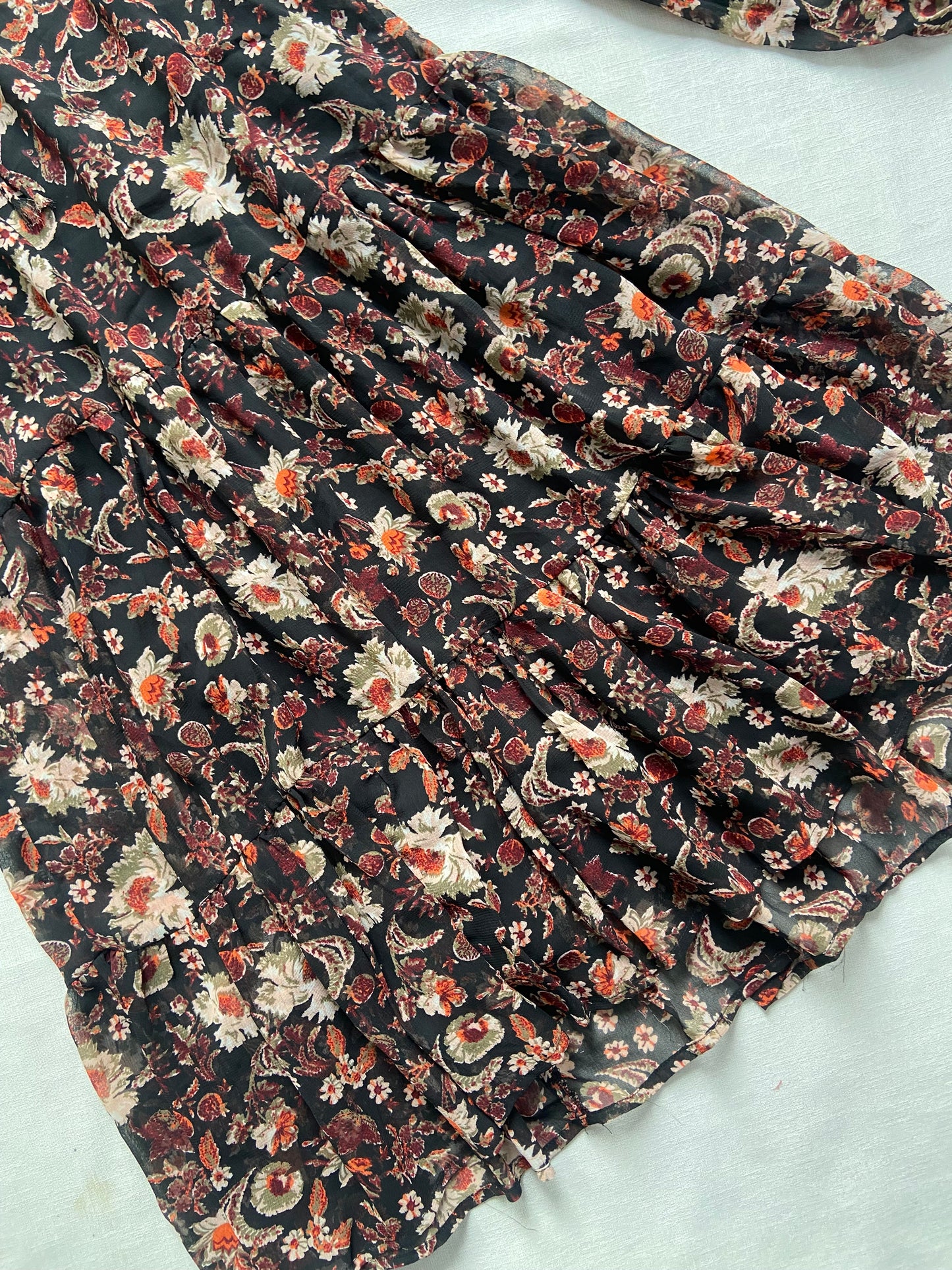 Black Floral Boho Beach Mini Dress