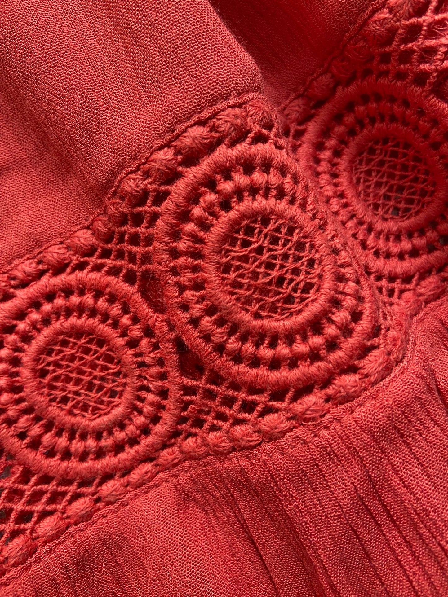 Red Lace Detailed Beach Mini Dress