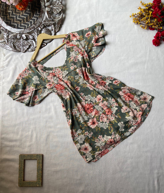 Green Floral Mini Dress