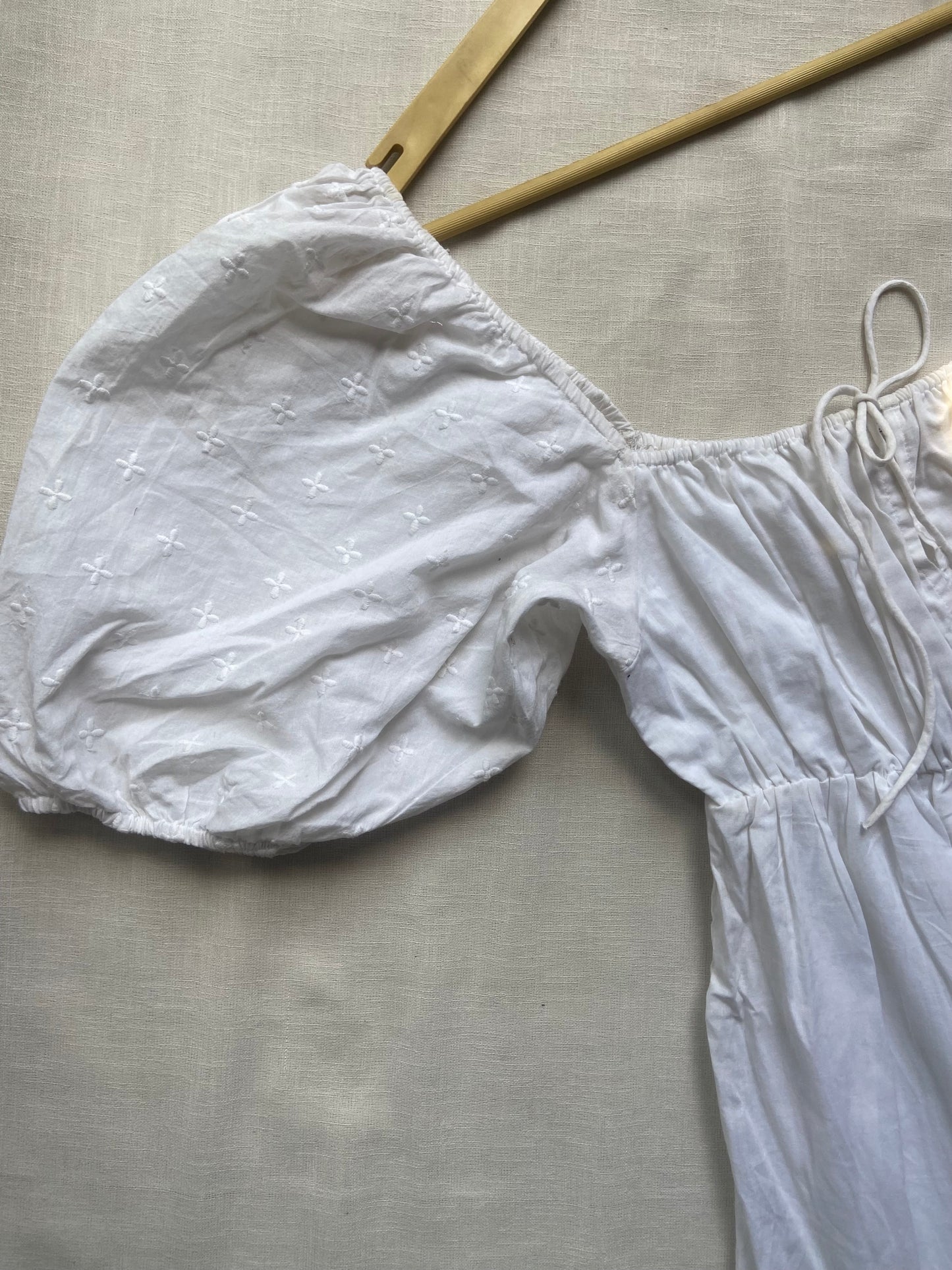 White Puff Sleeve Midi Dress