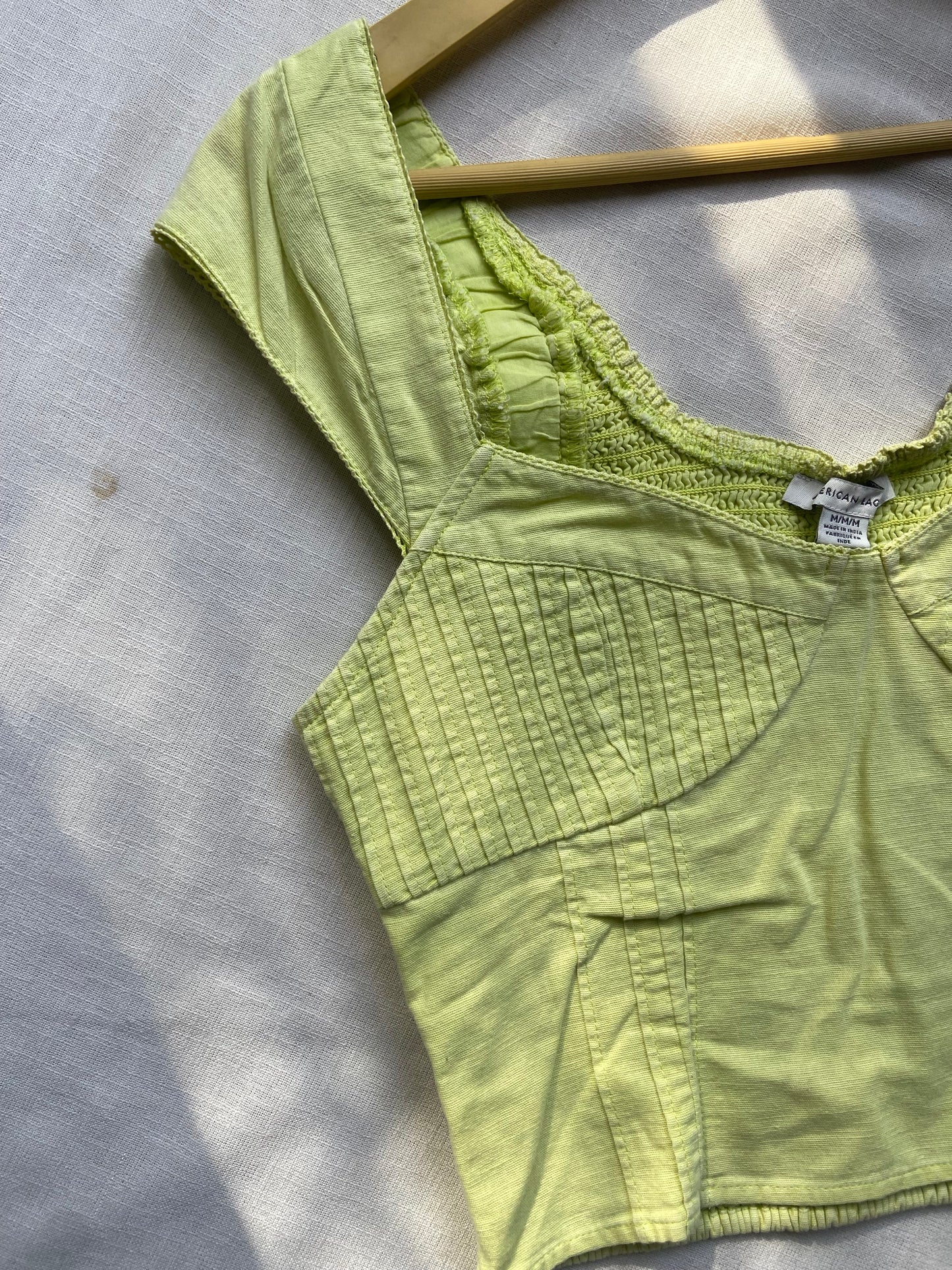 Textured Sleeveless Crop Top – Lime Green