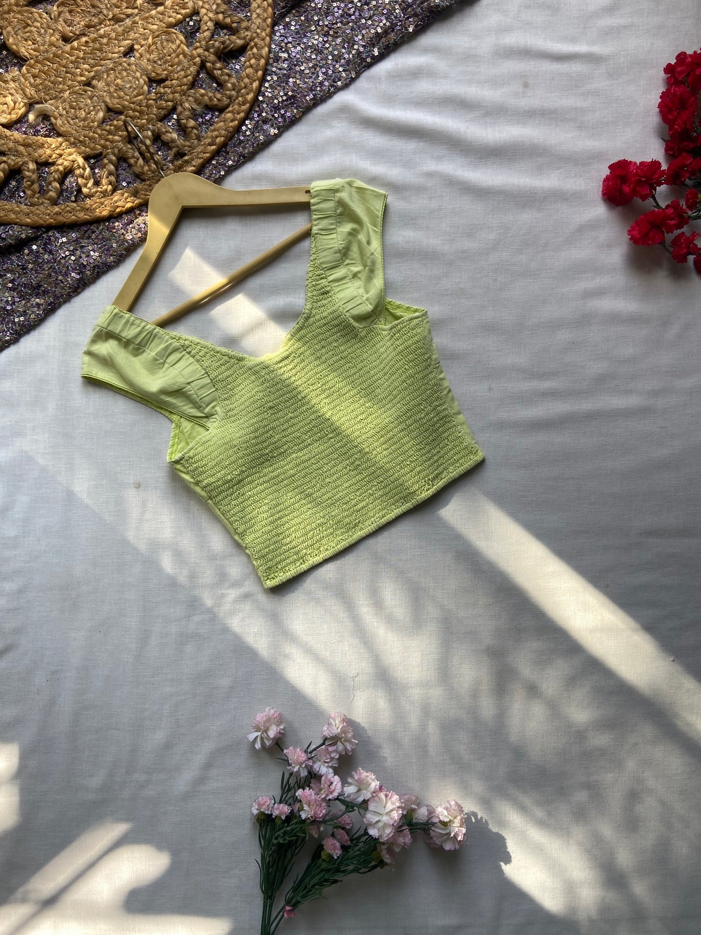 Textured Sleeveless Crop Top – Lime Green