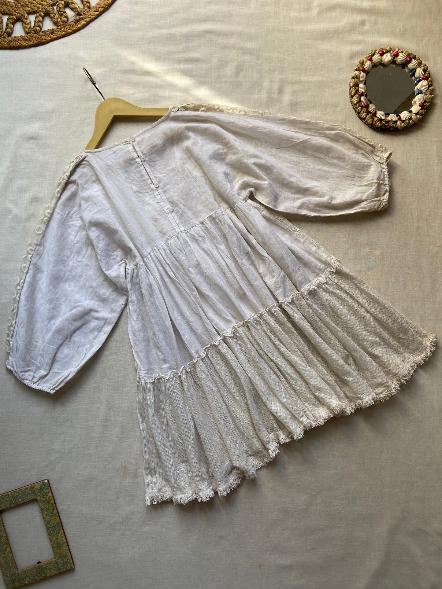 Off White Mesh Mini Dress