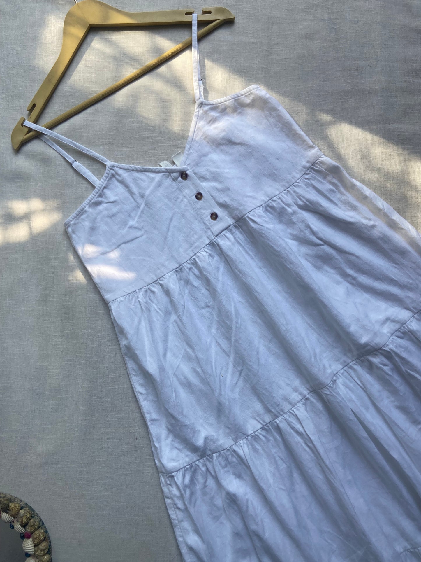 White Tiered Spaghetti Strap Maxi Dress