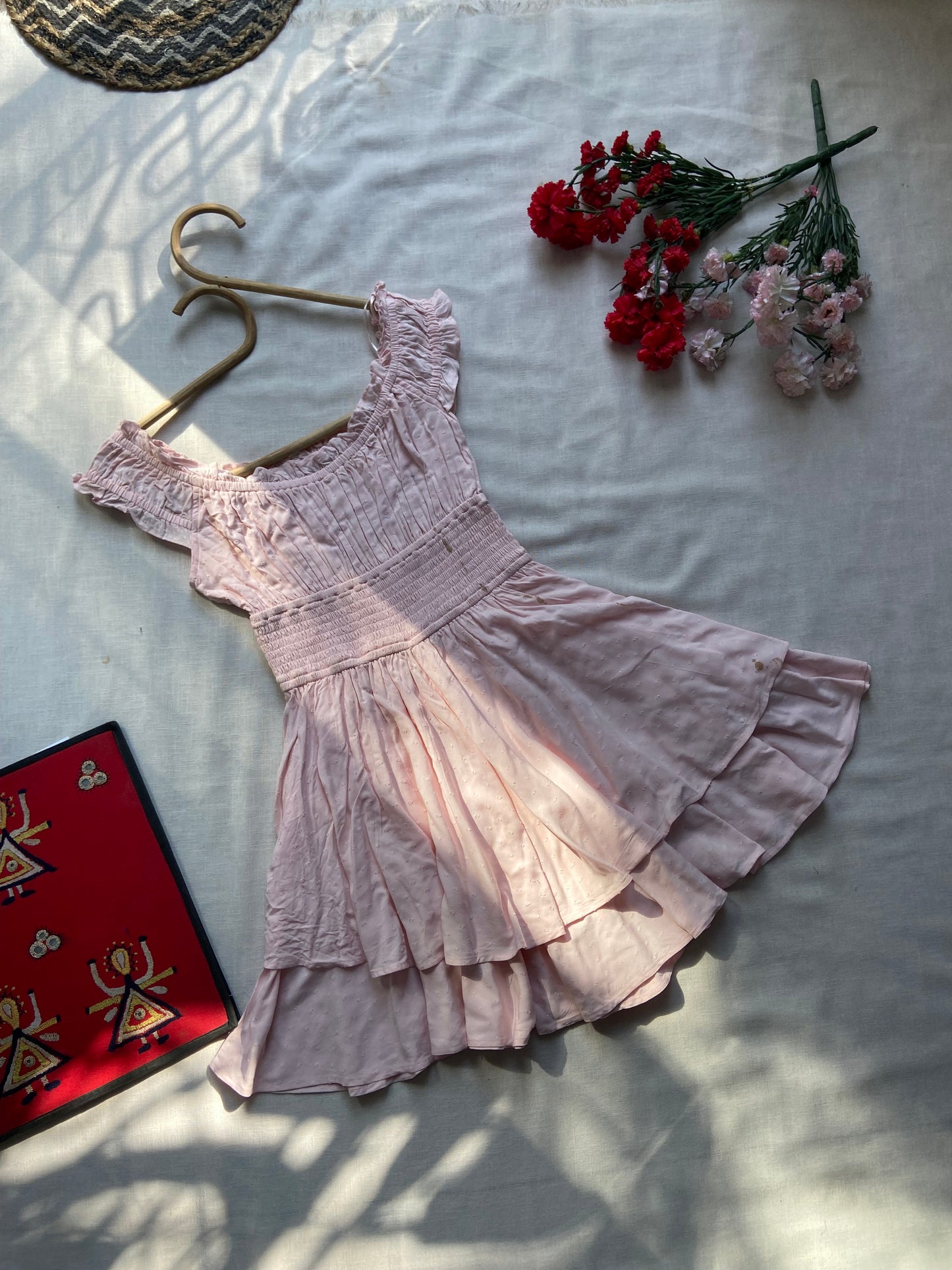 Blush Pink Tiered Ruffle Mini Dress