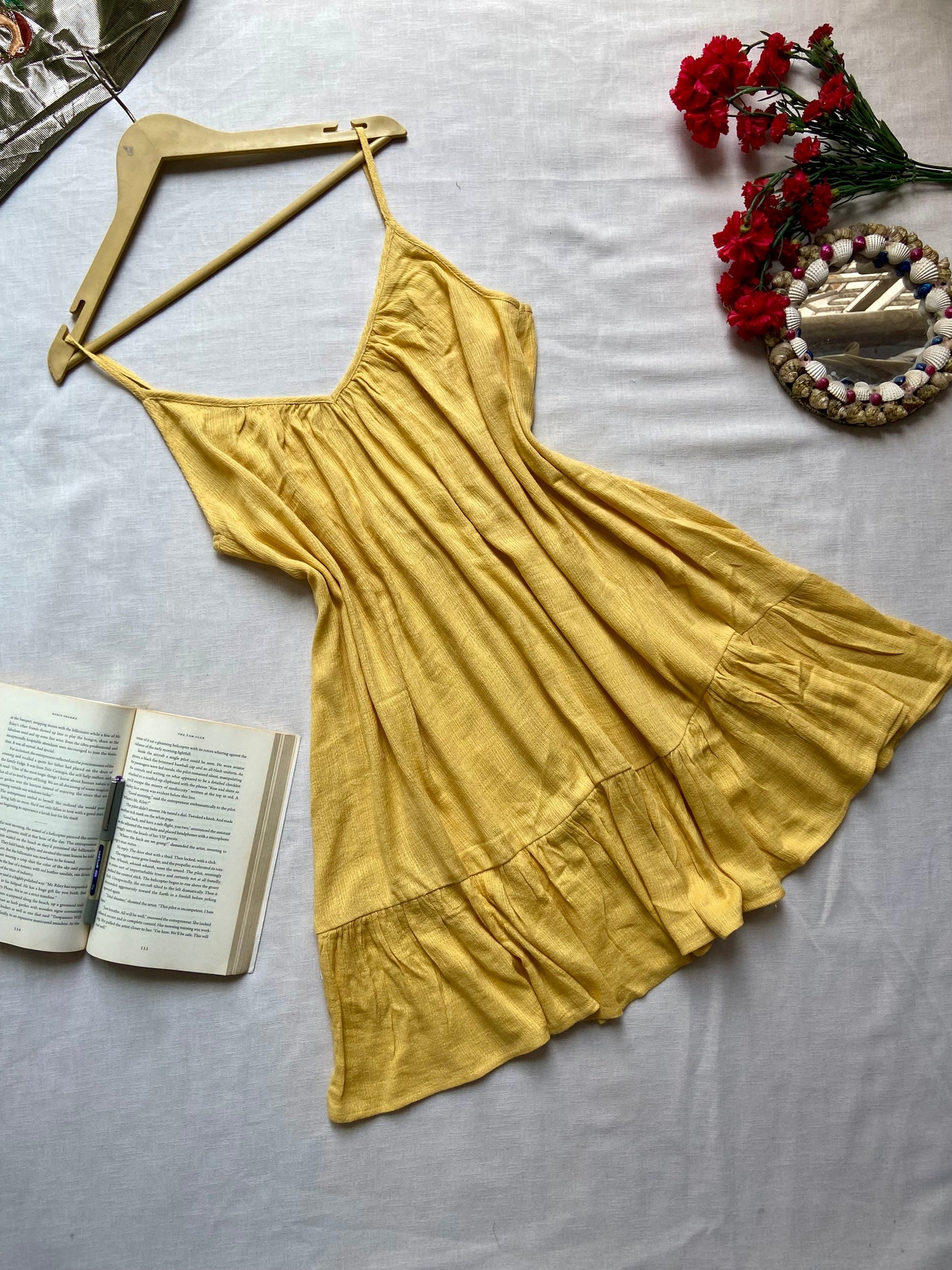 Yellow Spaghetti Strap Summer Dress