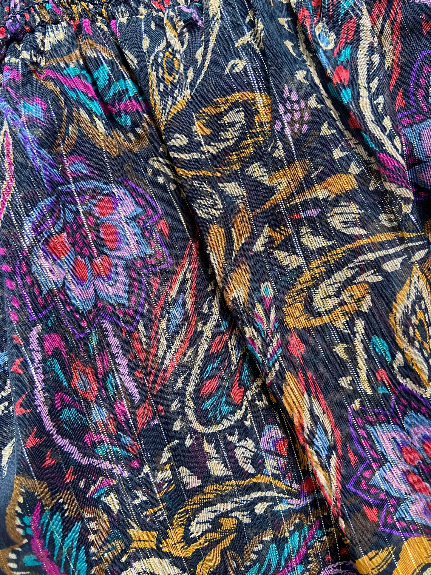 Boho Puff Sleeve Lurex Mini Dress