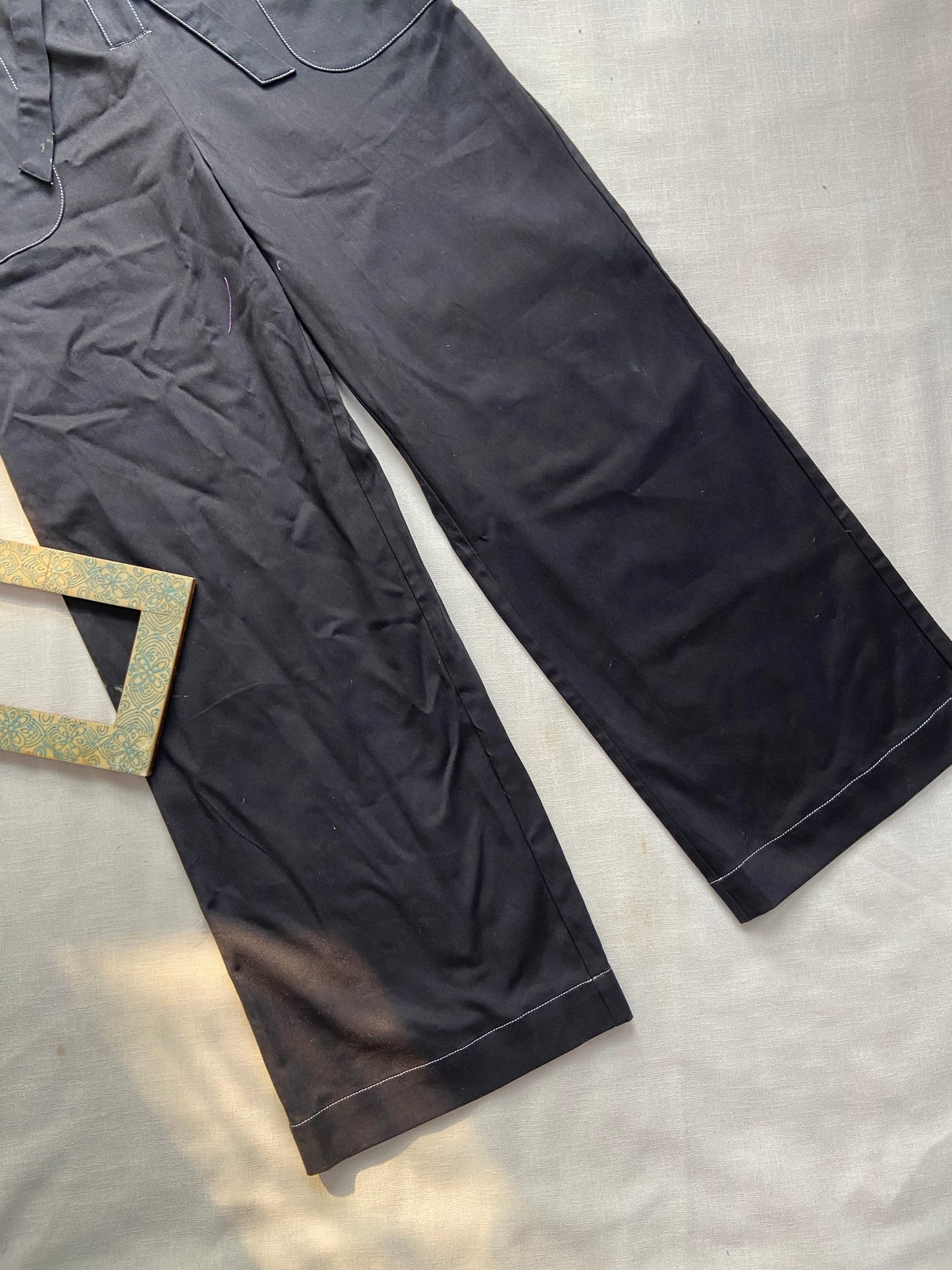 Women’s Black Sleeveless Jumpsuit with Belt & Button Front