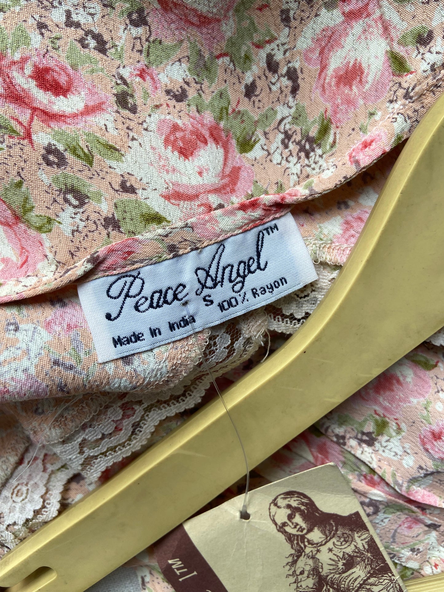 Peach Floral Lace Detailed Midi Dress