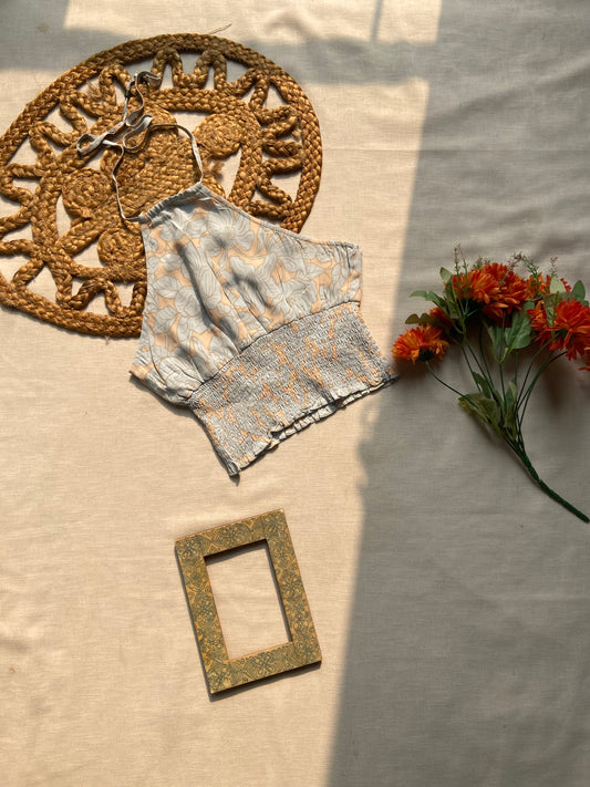 Breezeleaf Smocked Halter Crop Top