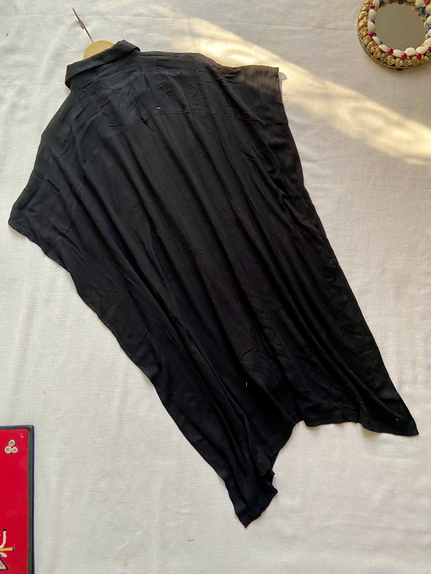 Black Button-Down Shirt Dress with Collar