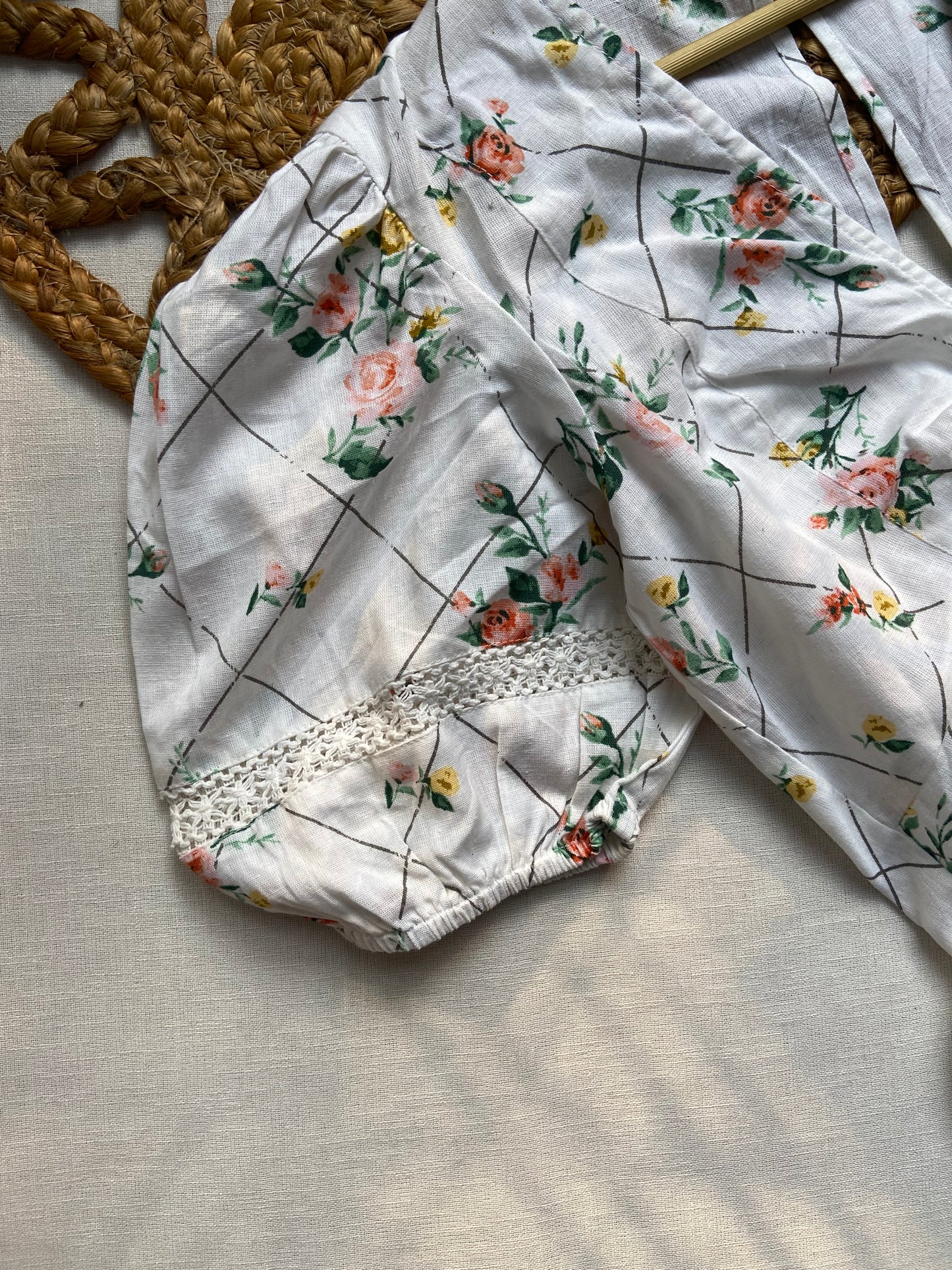 Women’s White Floral Printed Jumpsuit with Puff Sleeves