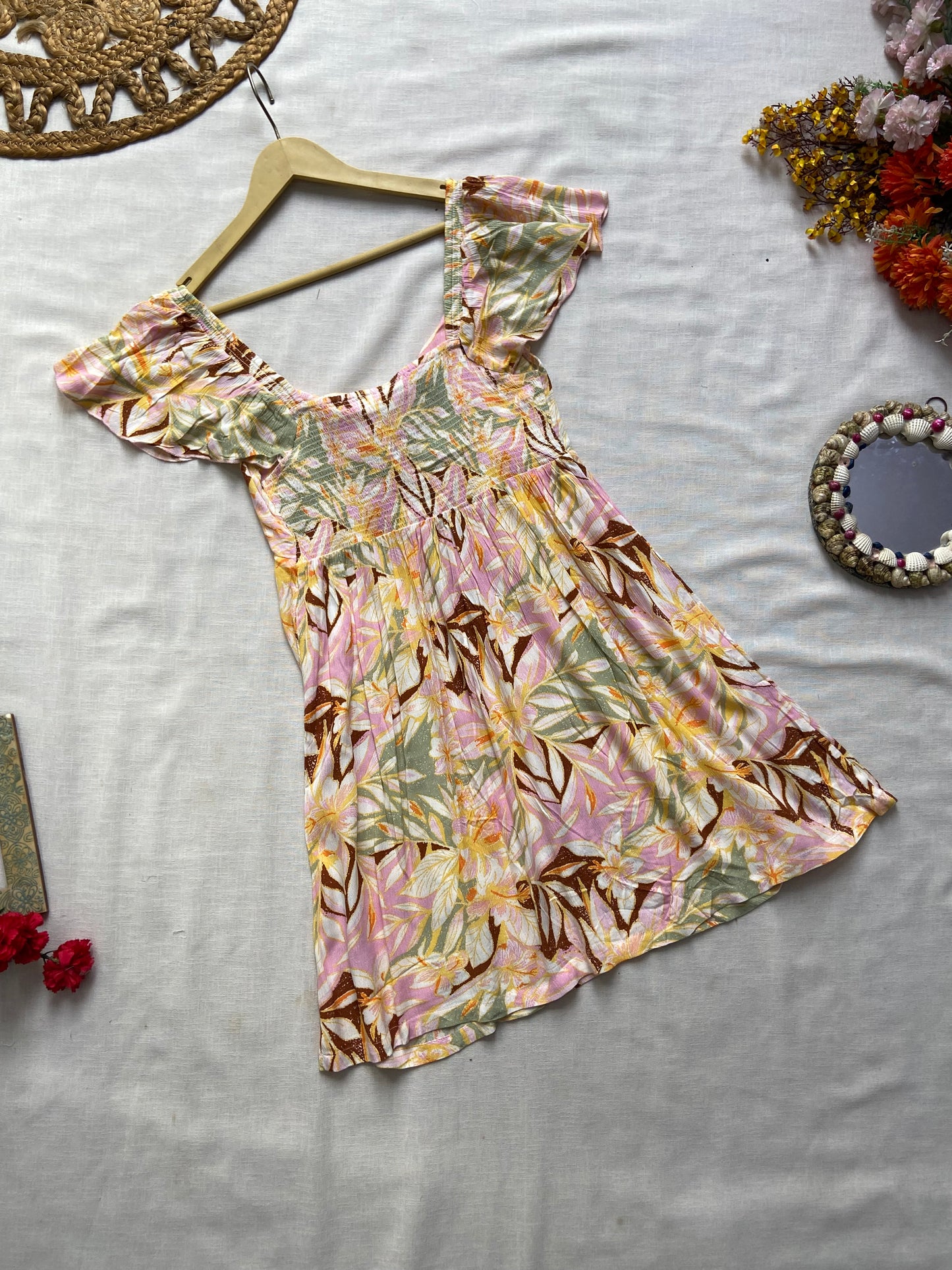 Yellow Floral Mini Dress