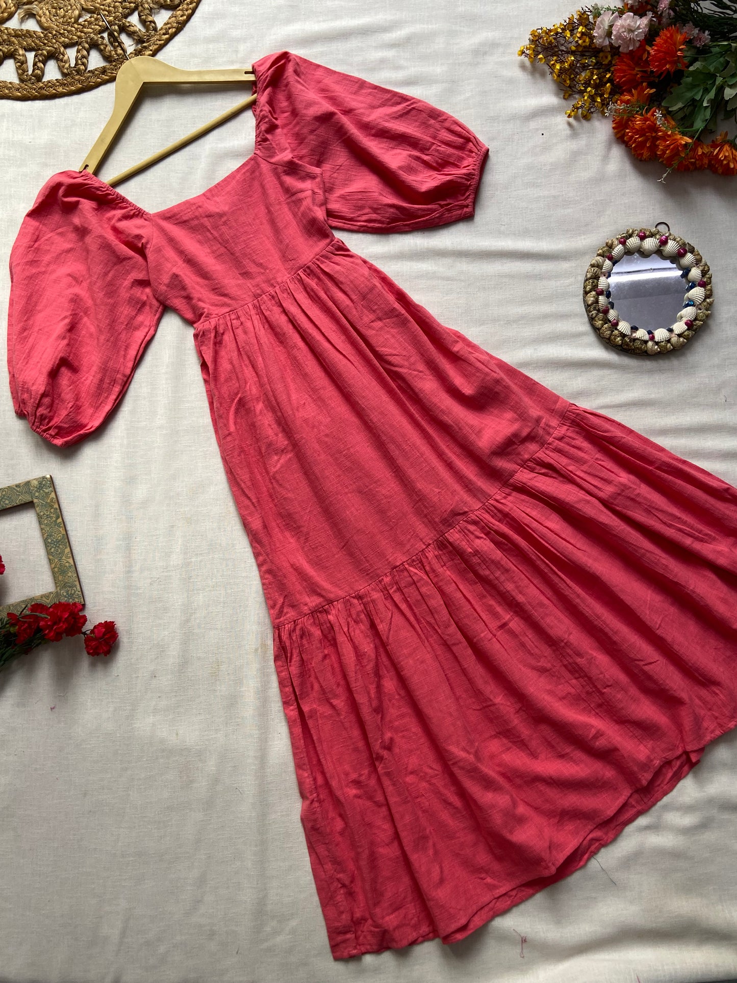 Puff Sleeve Tiered Maxi Dress