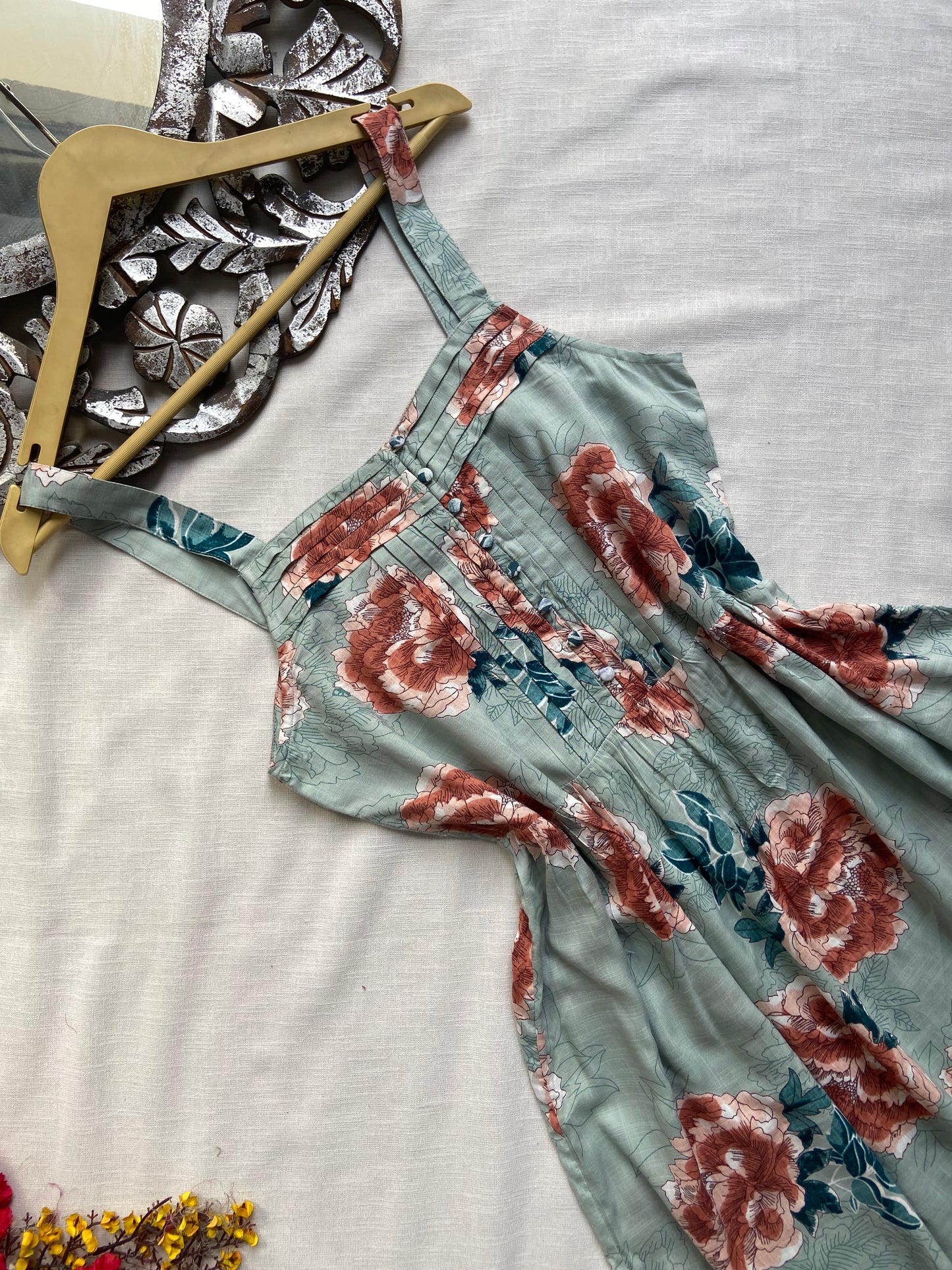 Blue Floral Midi Dress