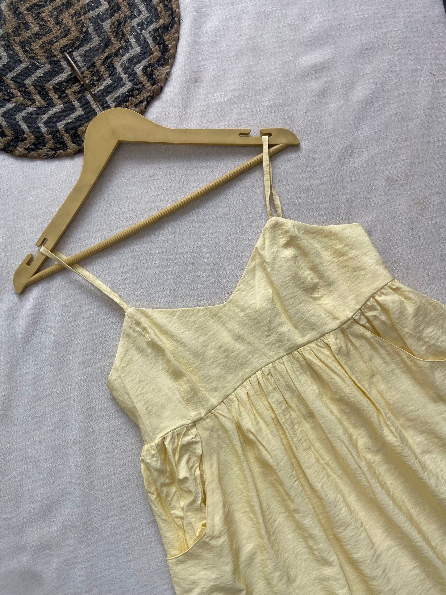 Yellow Sleeveless Summer Dress with Pockets