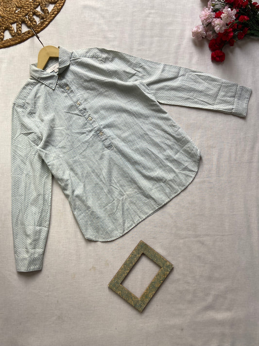 Ice Blue Printed Shirt Top