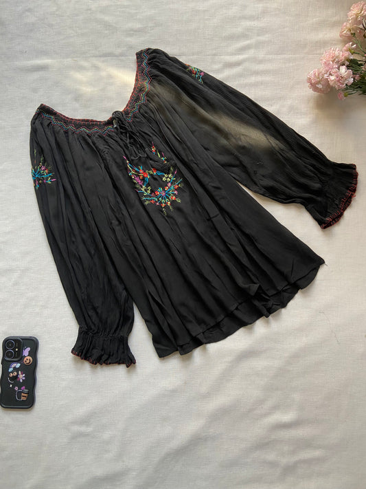Black Boho Top