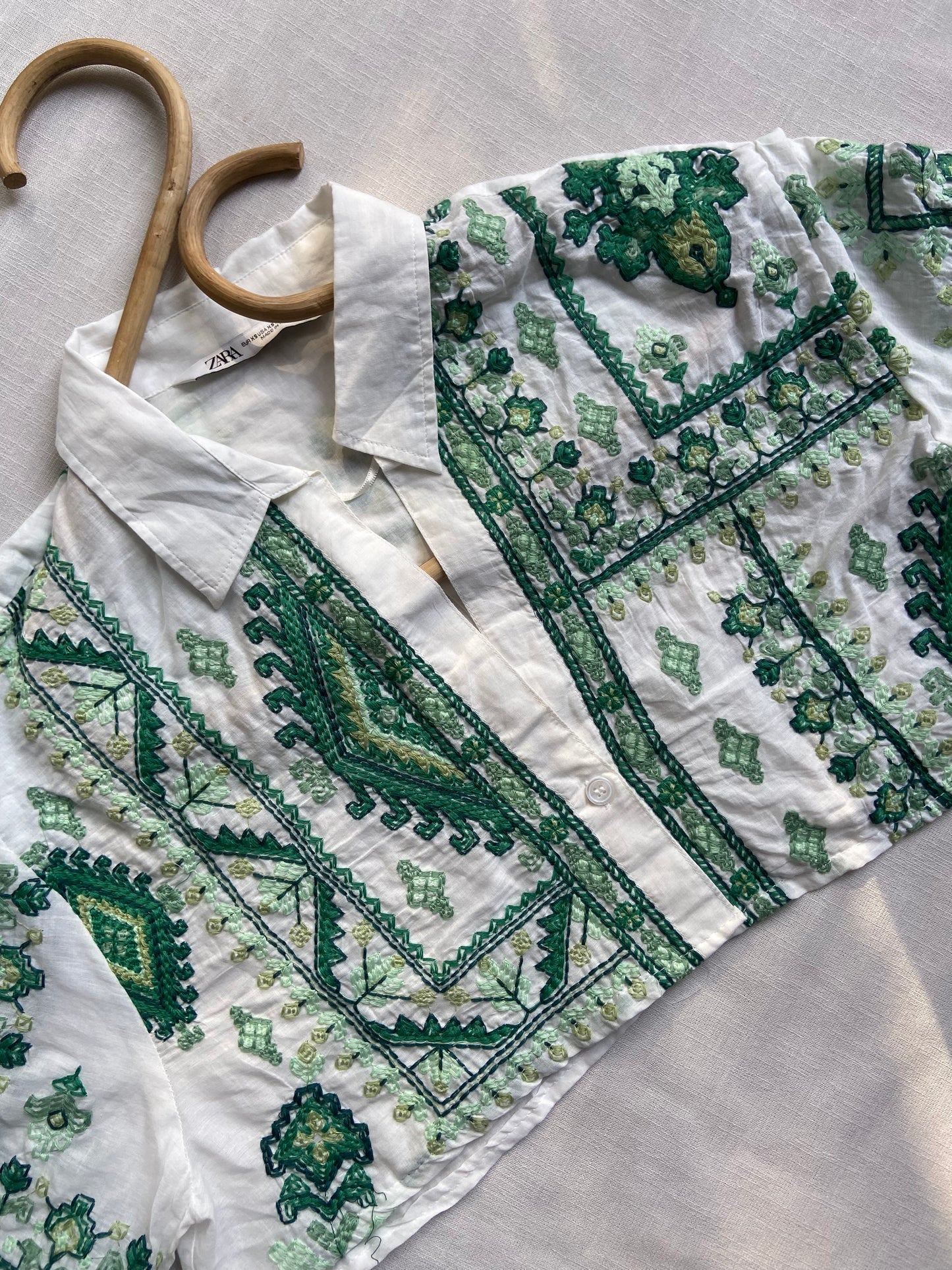 Emerald Mosaic Cropped Shirt