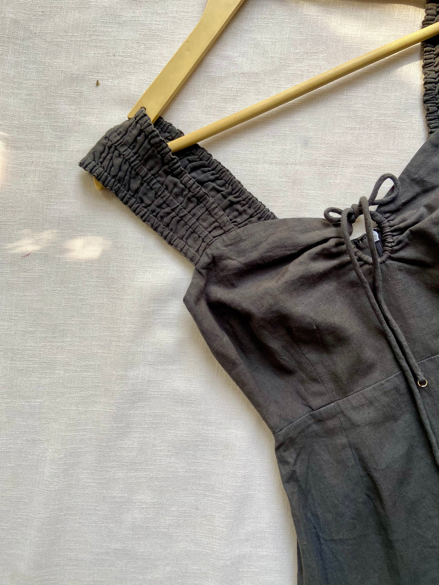 Black Sleeveless Mini Dress with Smocked Straps