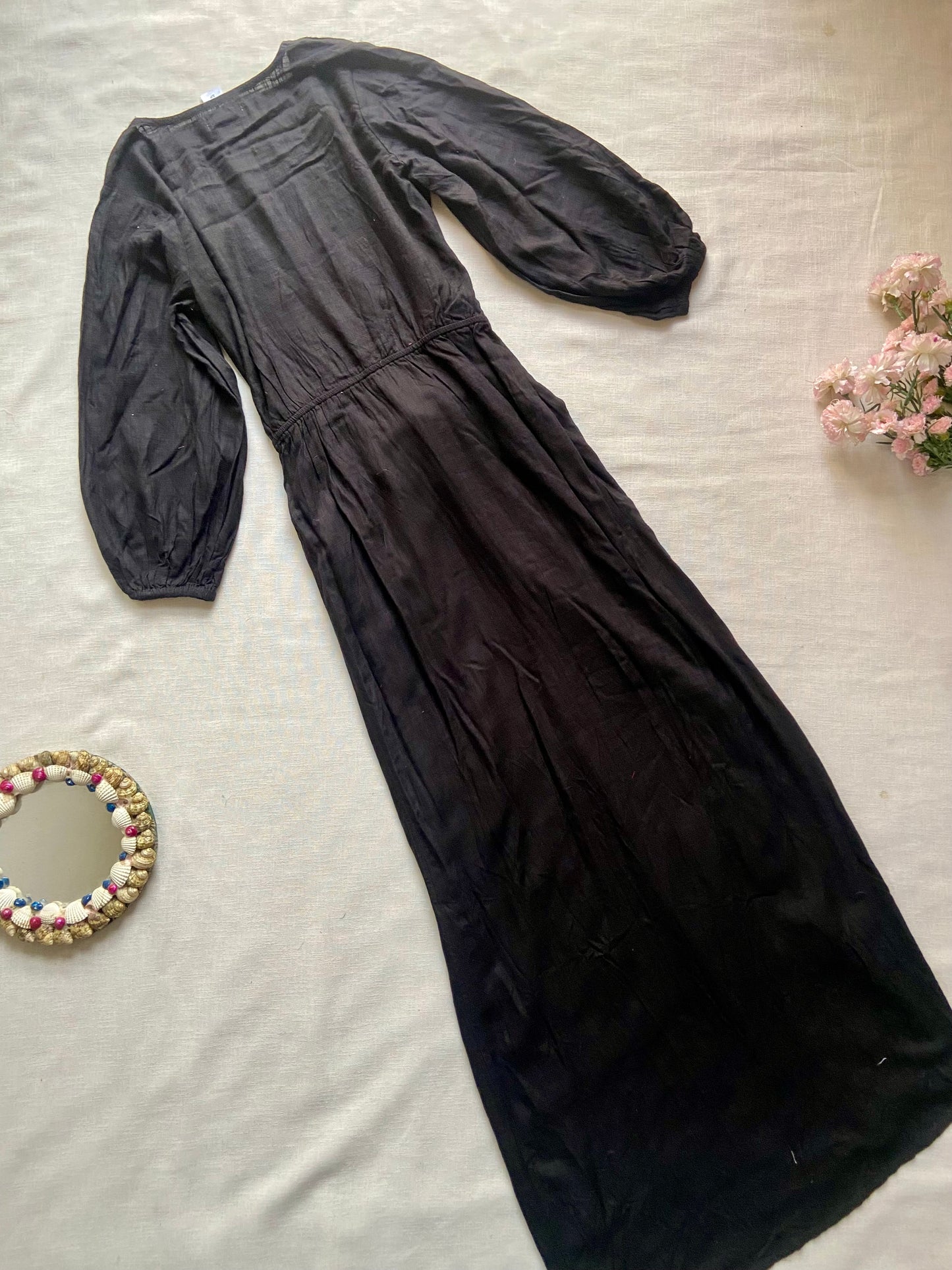 Black V Neck Beach Maxi Dress