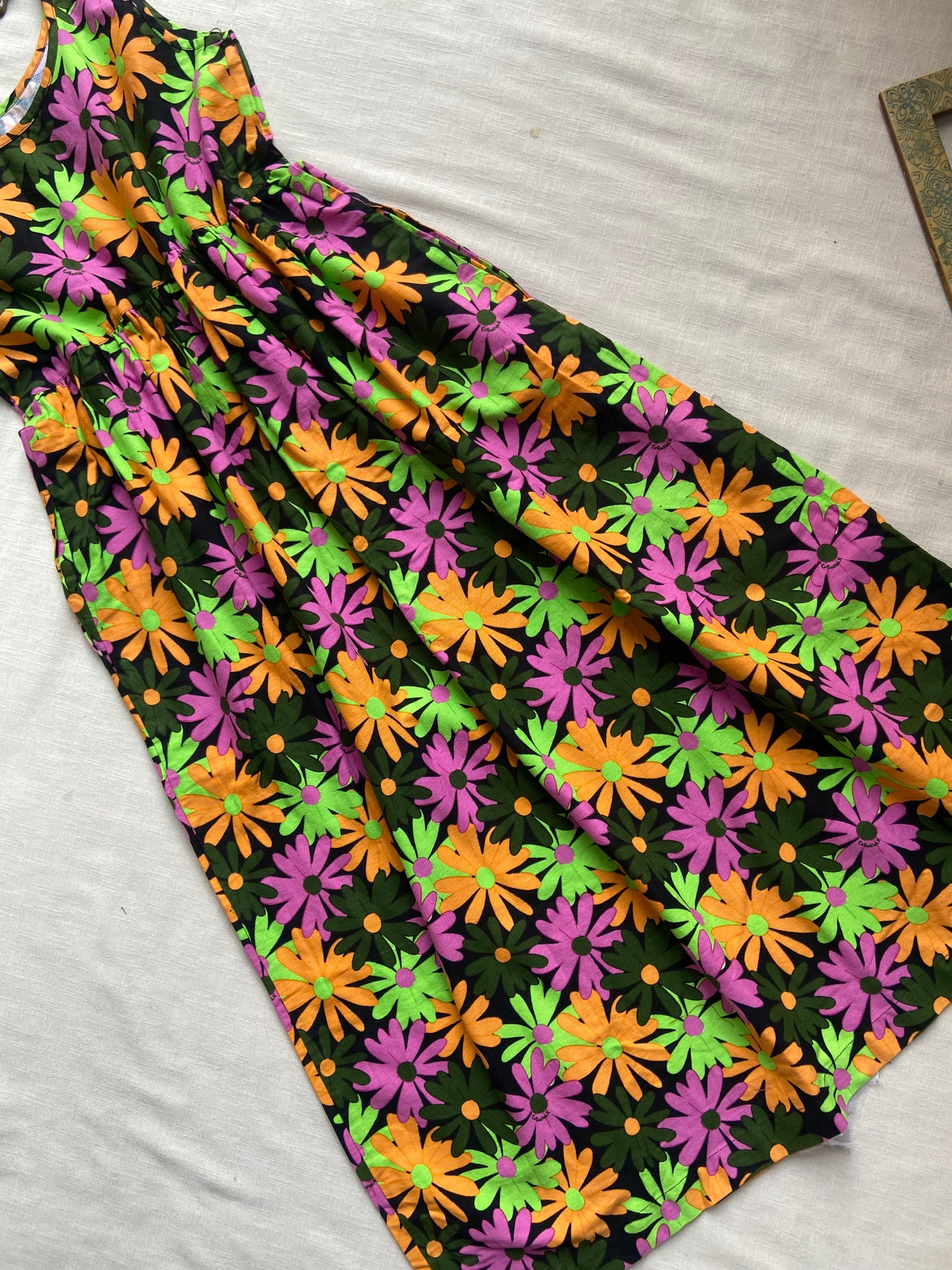 Black floral midi dress