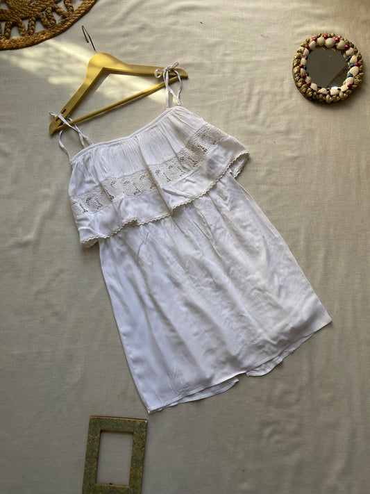 White Strappy Mini Beach Dress