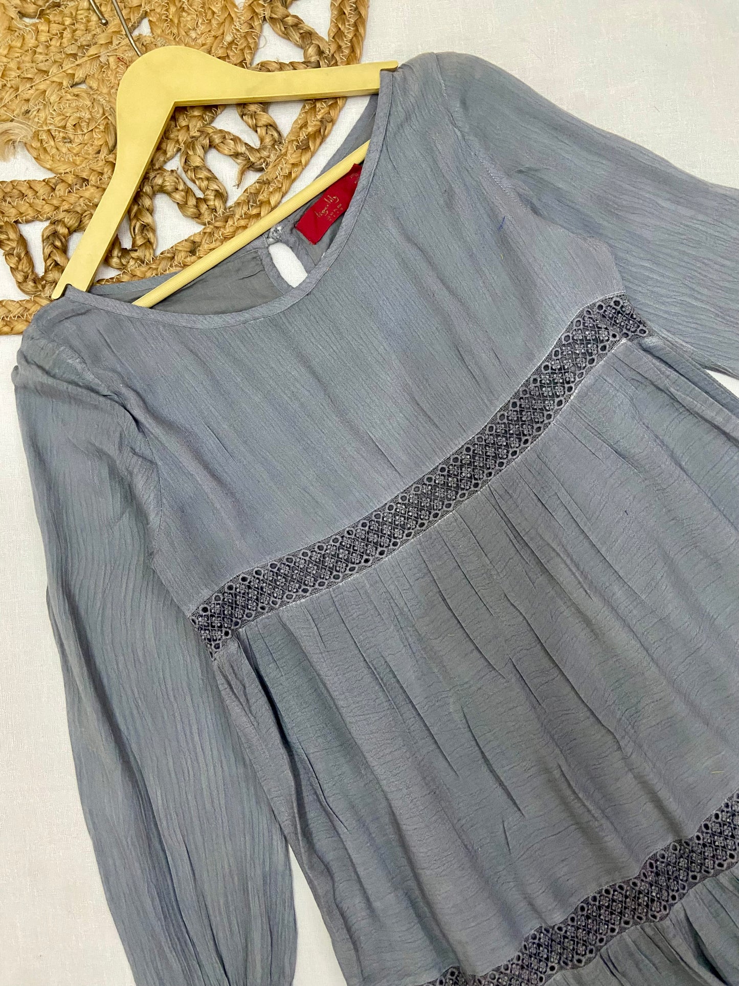 Women’s Grey Long Sleeve A-Line Mini Dress