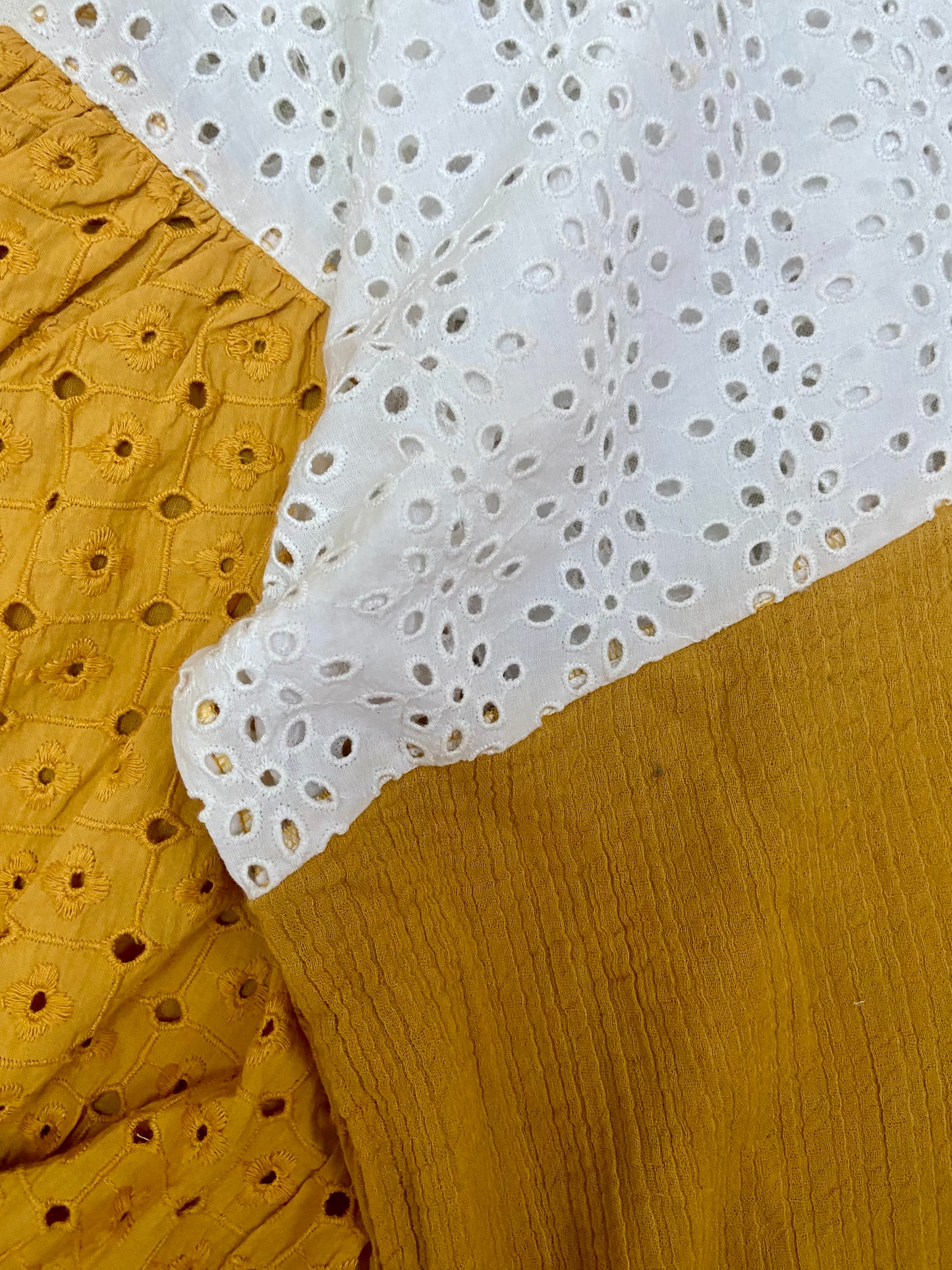 Women’s Mustard Yellow & White Cotton Top with Puff Sleeves