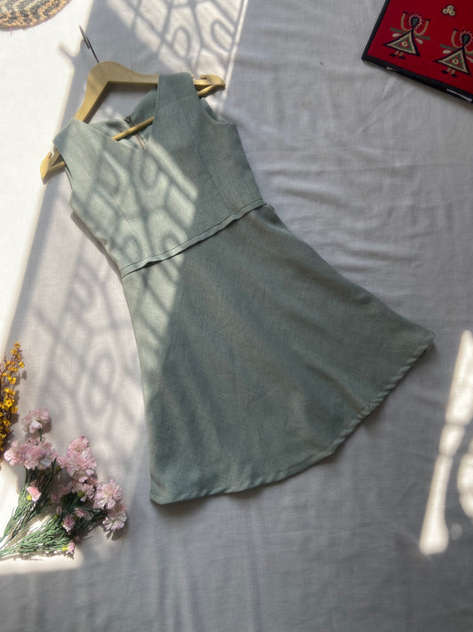 Sage Green Sleeveless Fit & Flare Dress