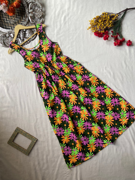 Black floral midi dress